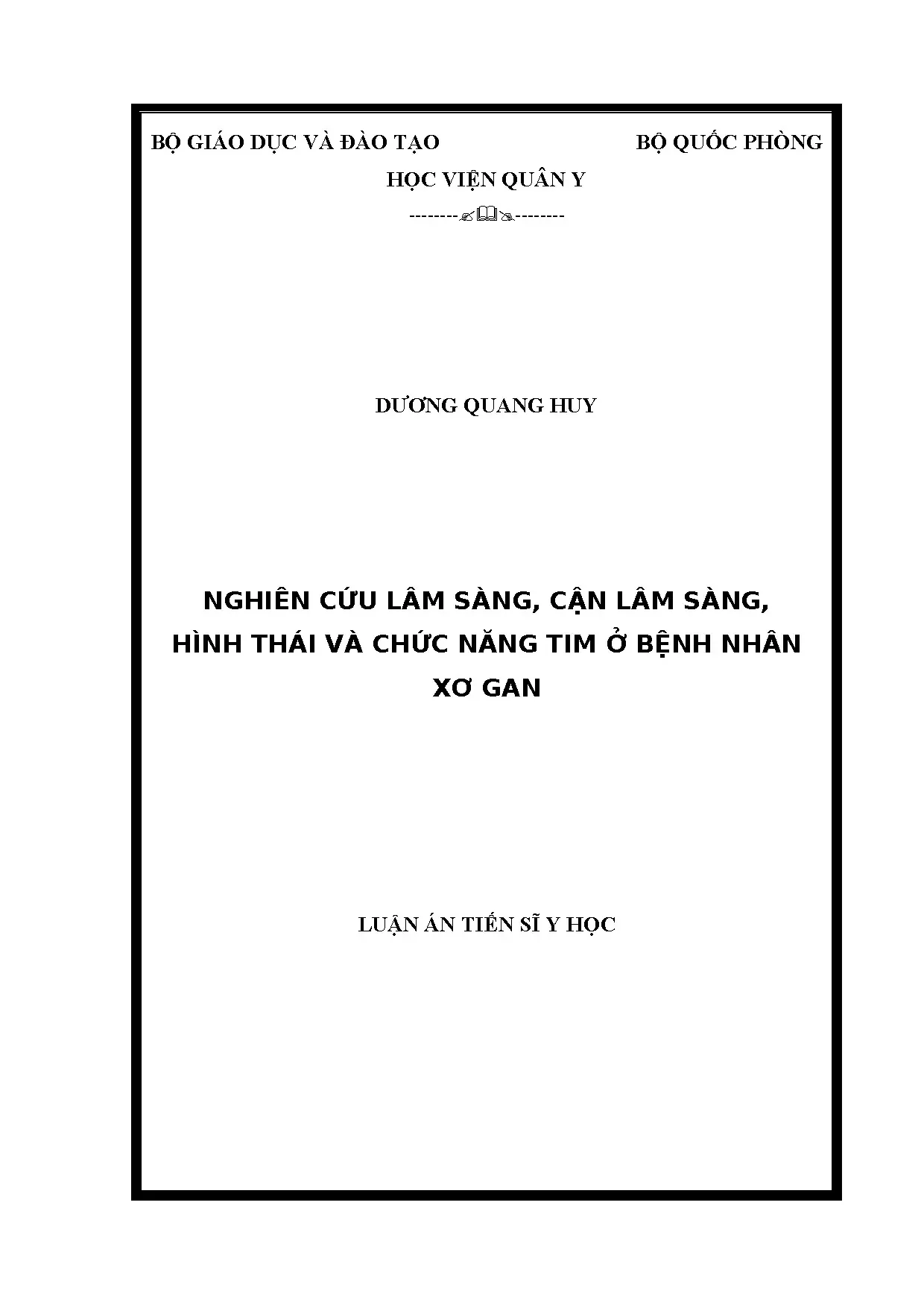 Hình thái & chức năng tim ở bệnh nhân xơ gan: Nghiên cứu lâm sàng