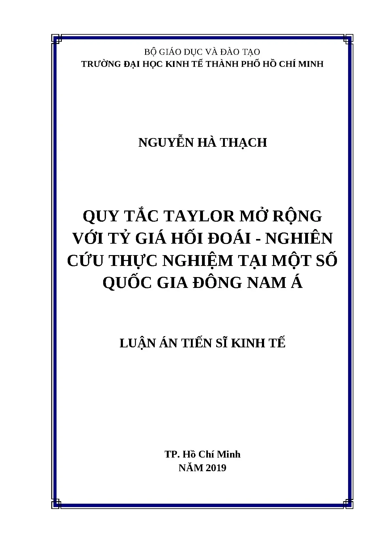 Quy tắc Taylor mở rộng với tỷ giá hối đoái - Nghiên cứu tại Đông Nam Á