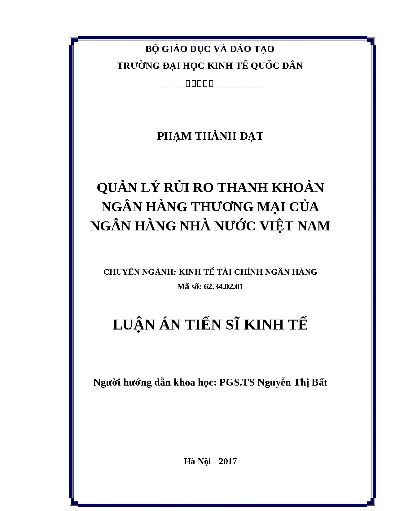 Quản lý rủi ro thanh khoản ngân hàng thương mại tại NHNN Việt Nam