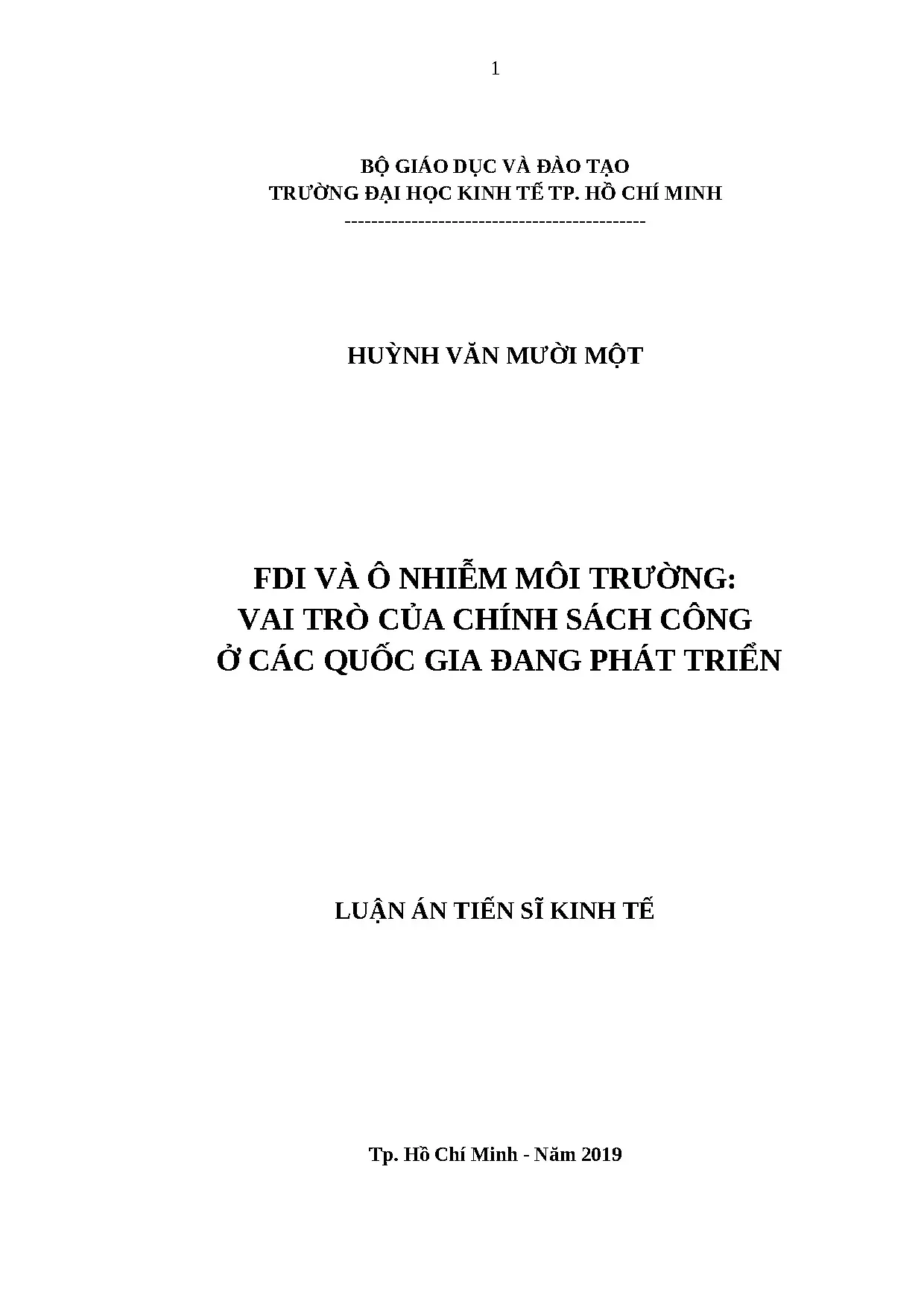 FDI, ô nhiễm môi trường và chính sách công