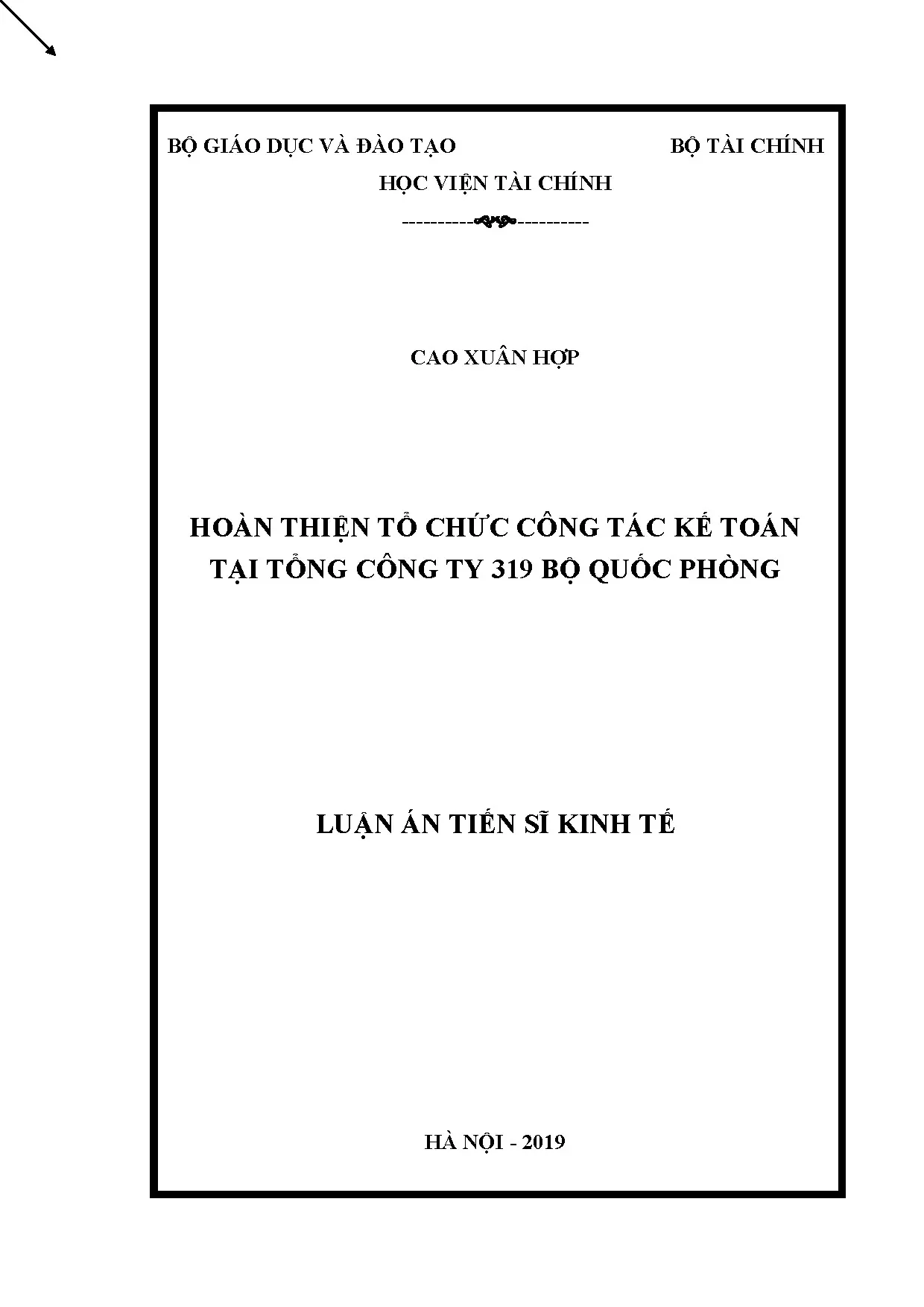 Luận án tiến sĩ hoàn thiện tổ chức công tác kế toán tại Tổng công ty 319