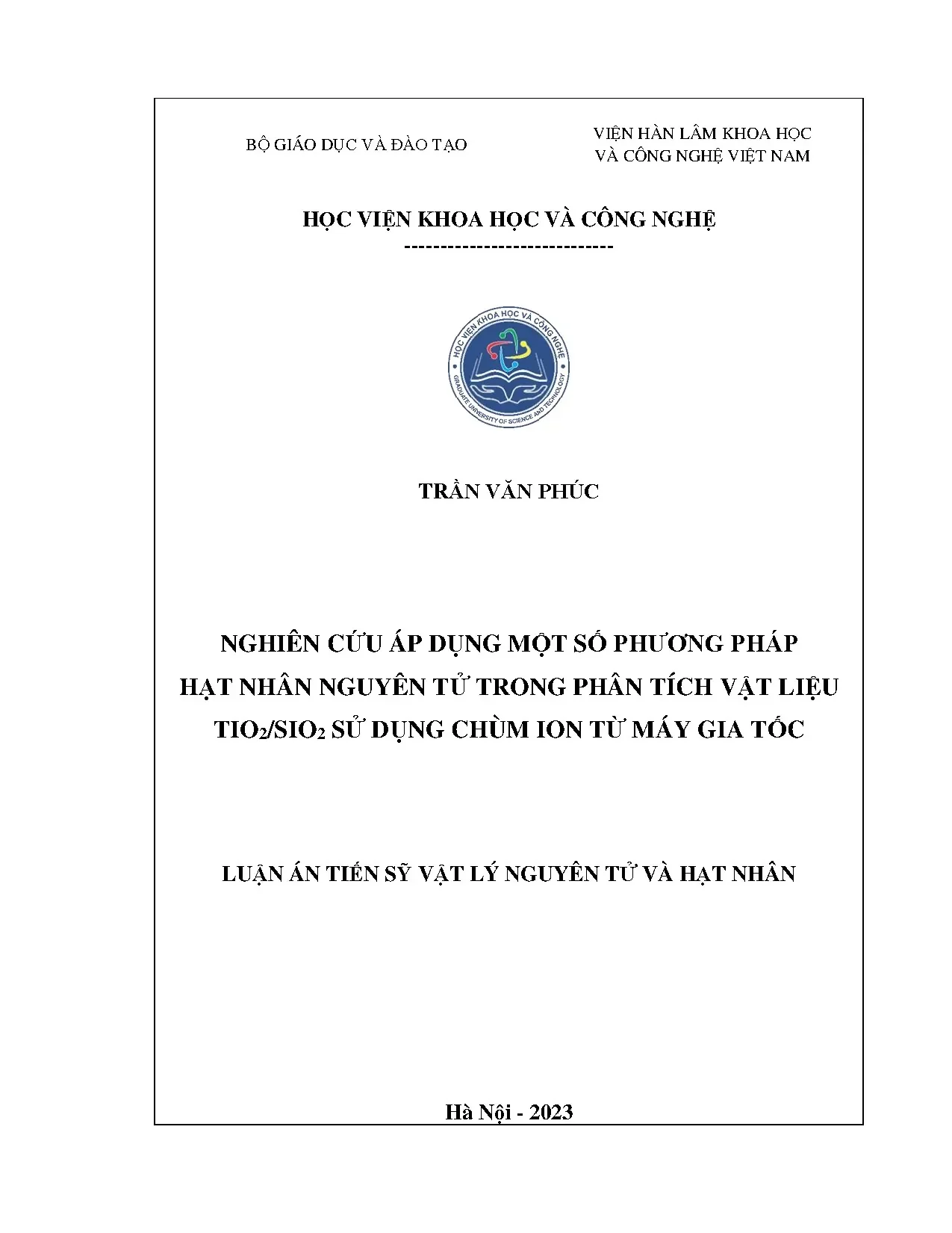 Phương pháp hạt nhân phân tích vật liệu TiO2/SiO2 bằng chùm ion gia tốc