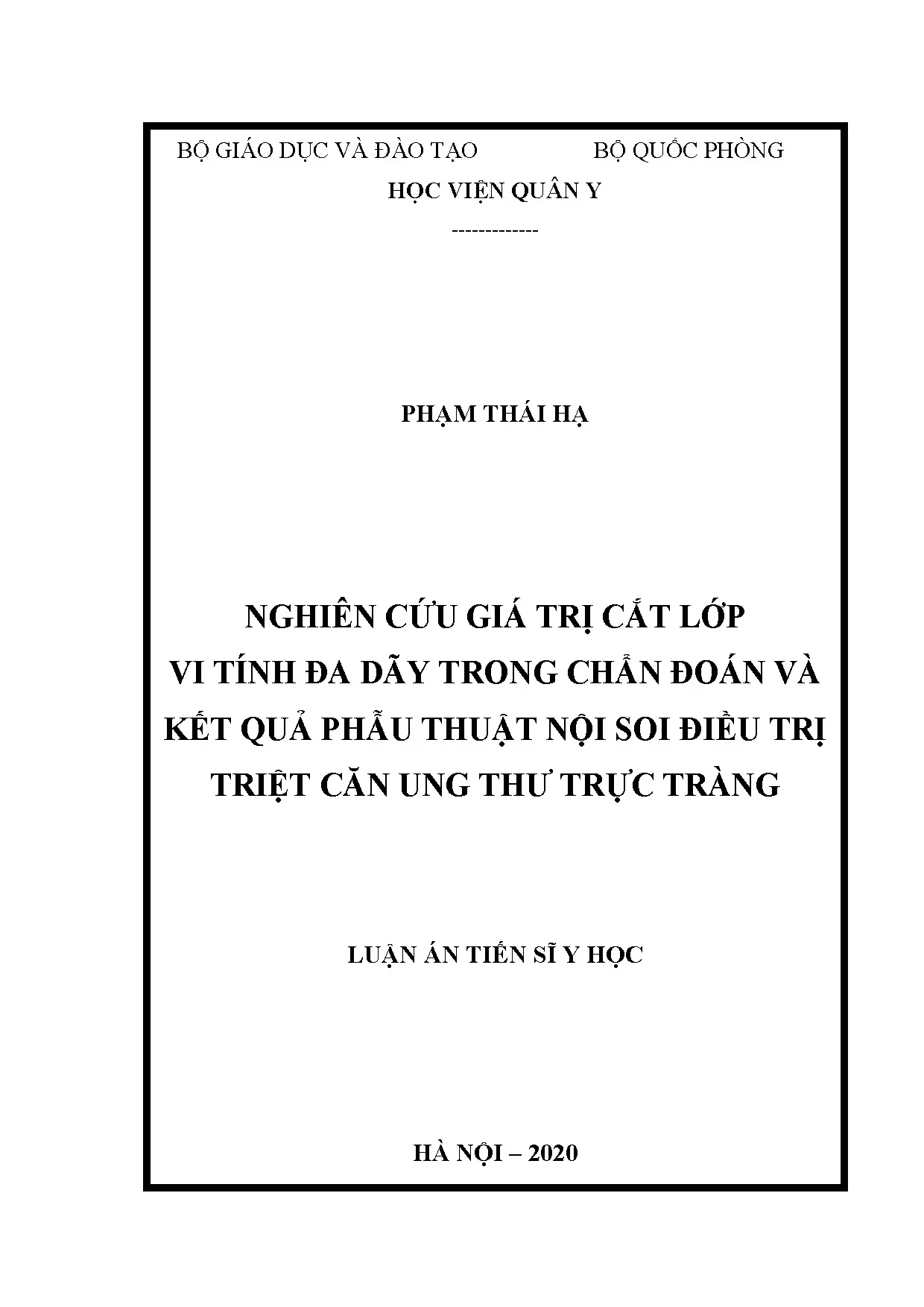 Nghiên cứu giá trị cắt lớp vi tính đa dãy trong chẩn đoán ung thư trực tràng