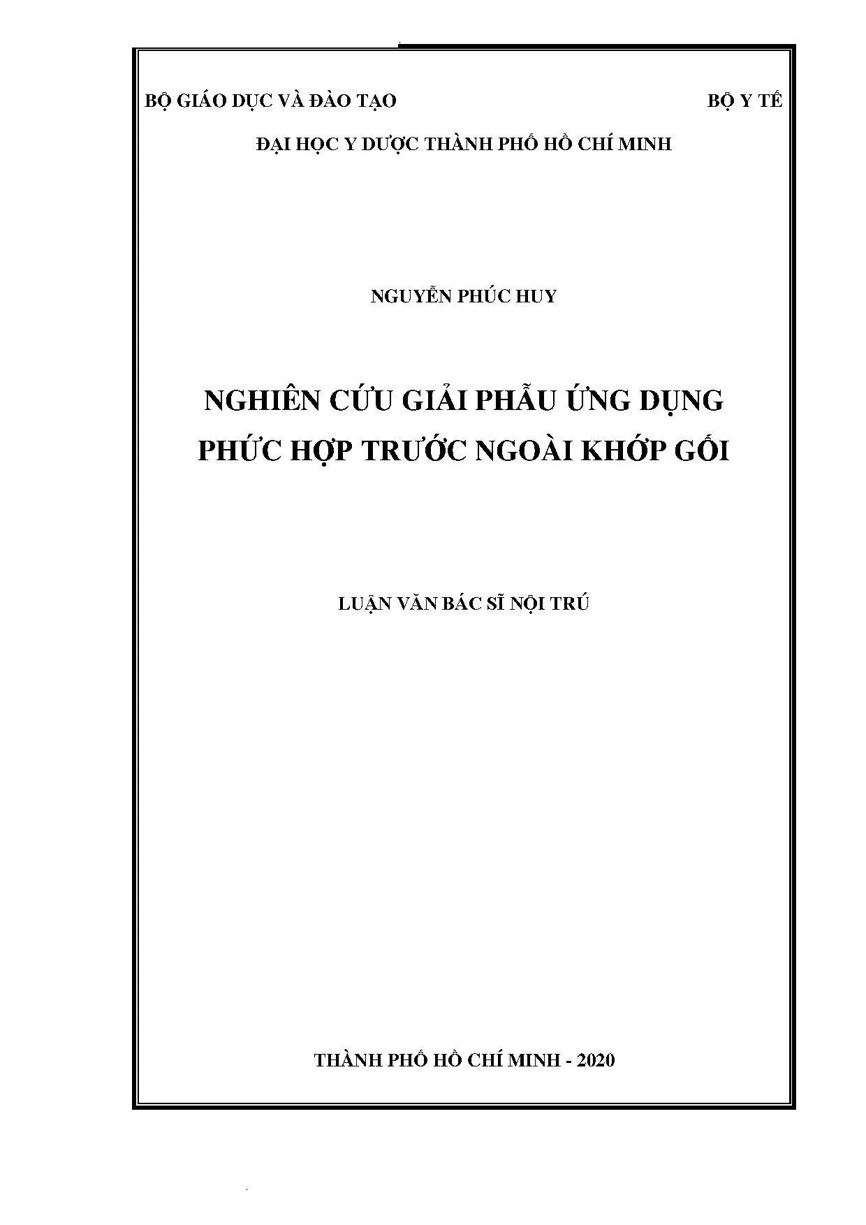 Giải phẫu ứng dụng phức hợp trước ngoài khớp gối nghiên cứu