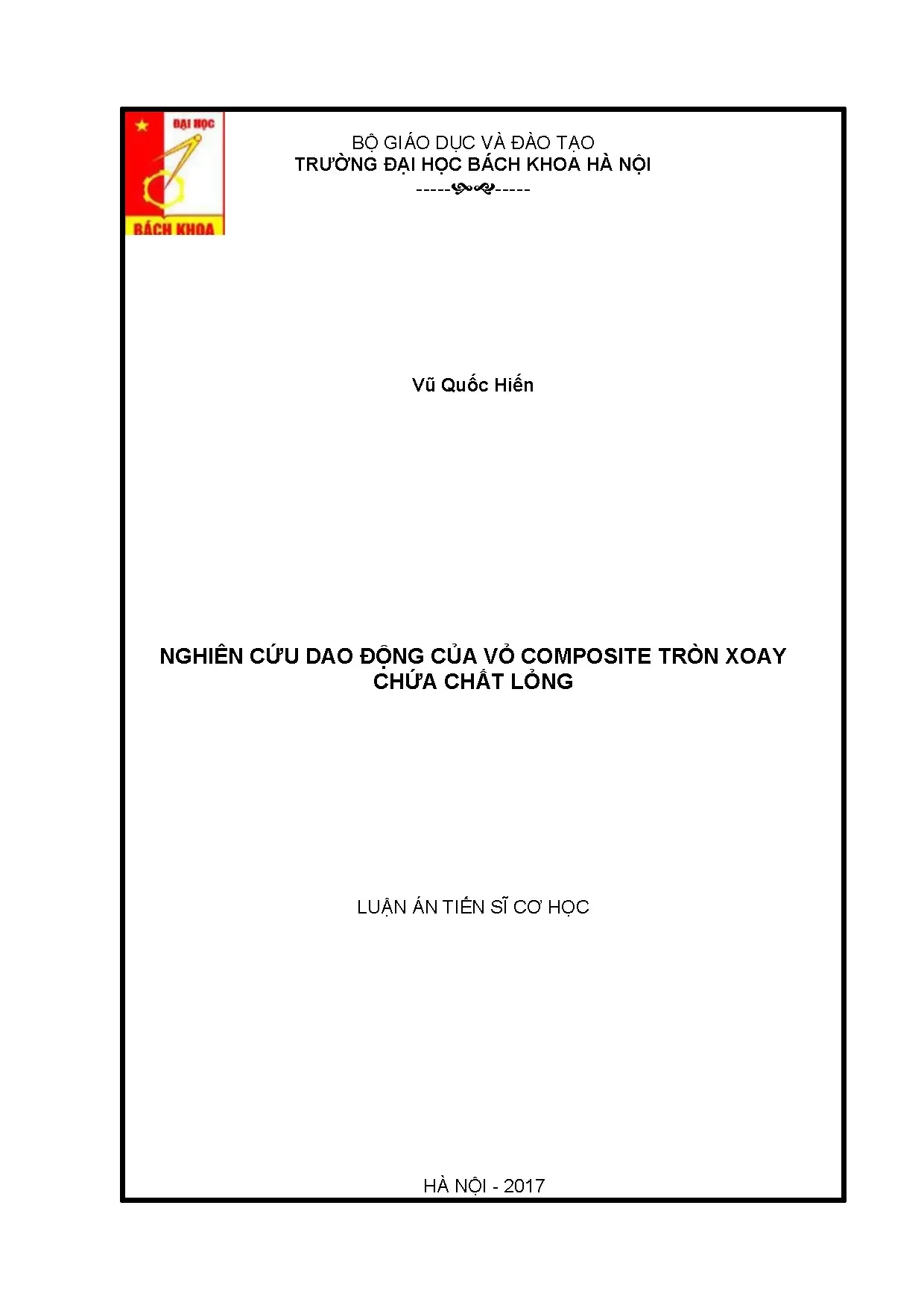 Nghiên cứu dao động vỏ composite tròn xoay chứa chất lỏng