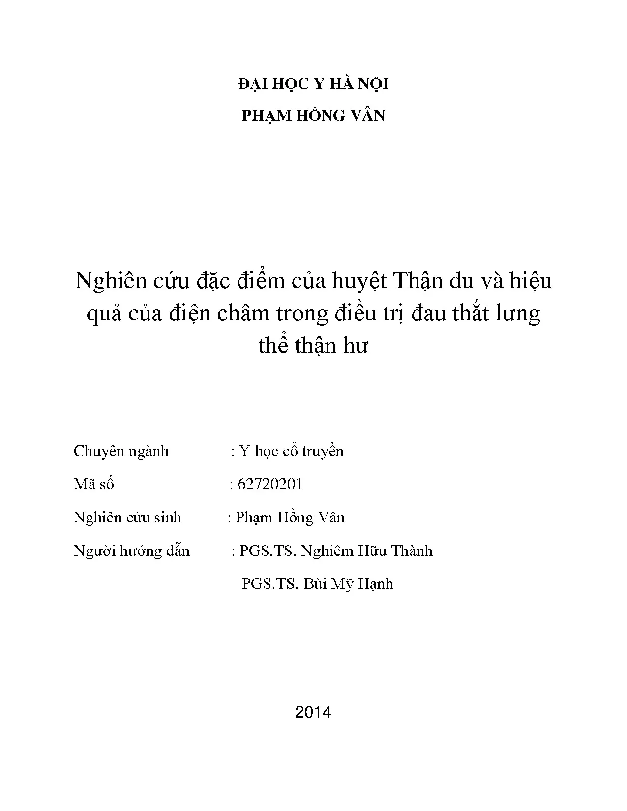 Nghiên cứu đặc điểm huyệt Thận du và điện châm điều trị đau thắt lưng