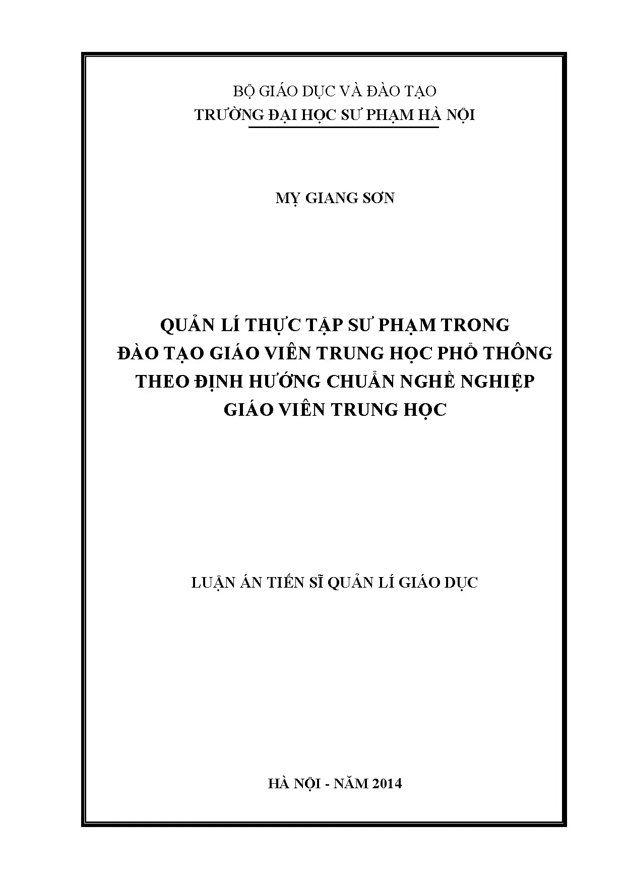 Quản lí thực tập sư phạm giáo viên trung học theo chuẩn nghề