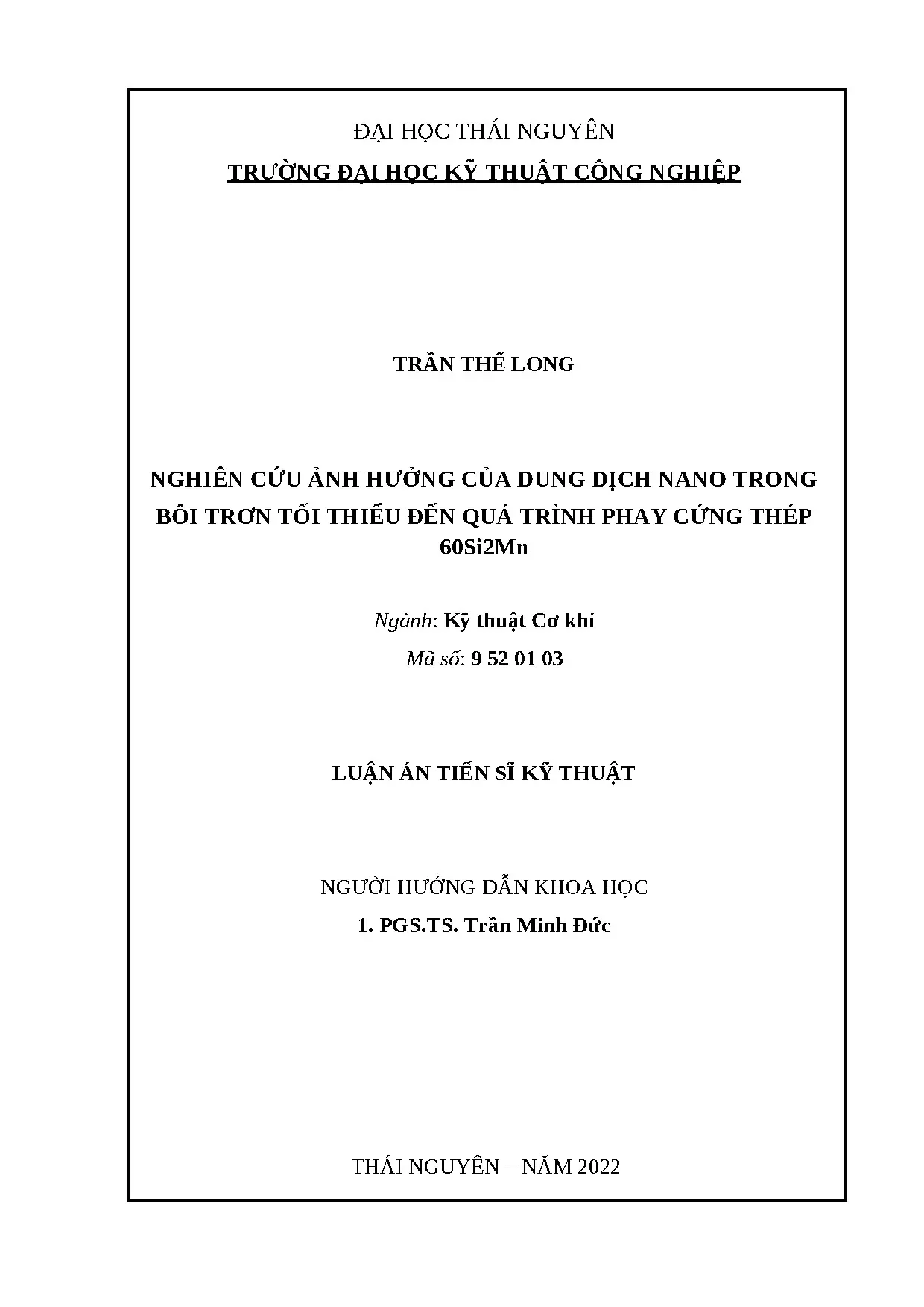 Ảnh hưởng dung dịch nano bôi trơn tối thiểu đến phay thép 60Si2Mn