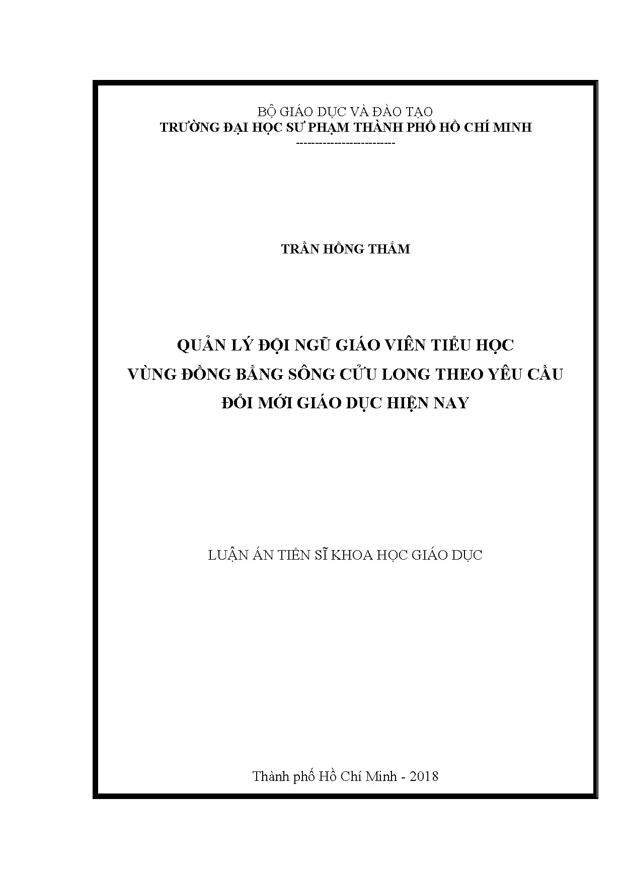 Quản lý giáo viên tiểu học ĐBSCL theo đổi mới giáo dục