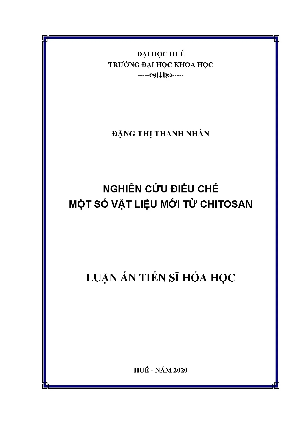Điều chế vật liệu mới từ chitosan ứng dụng trong hóa học