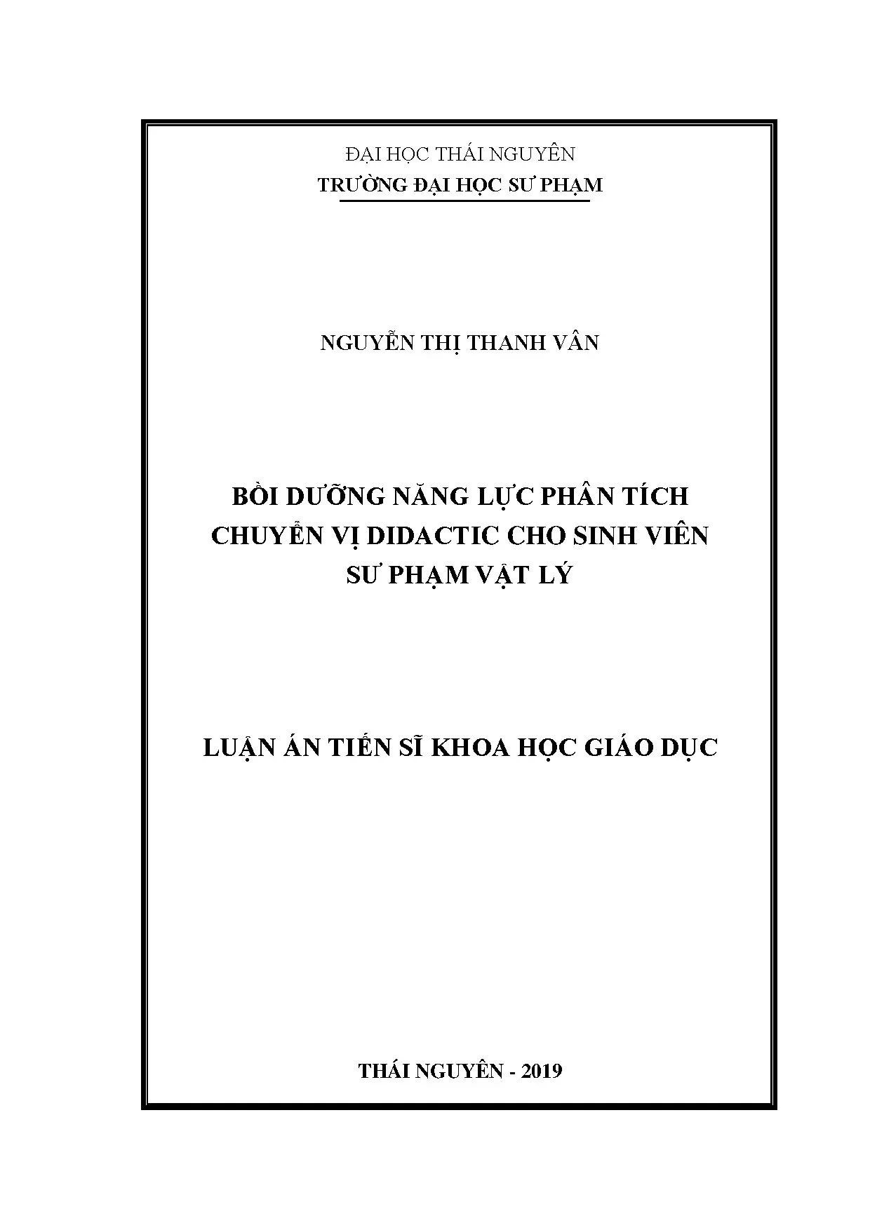 Bồi dưỡng năng lực phân tích chuyển vị didactic cho sinh viên sư phạm Vật lý