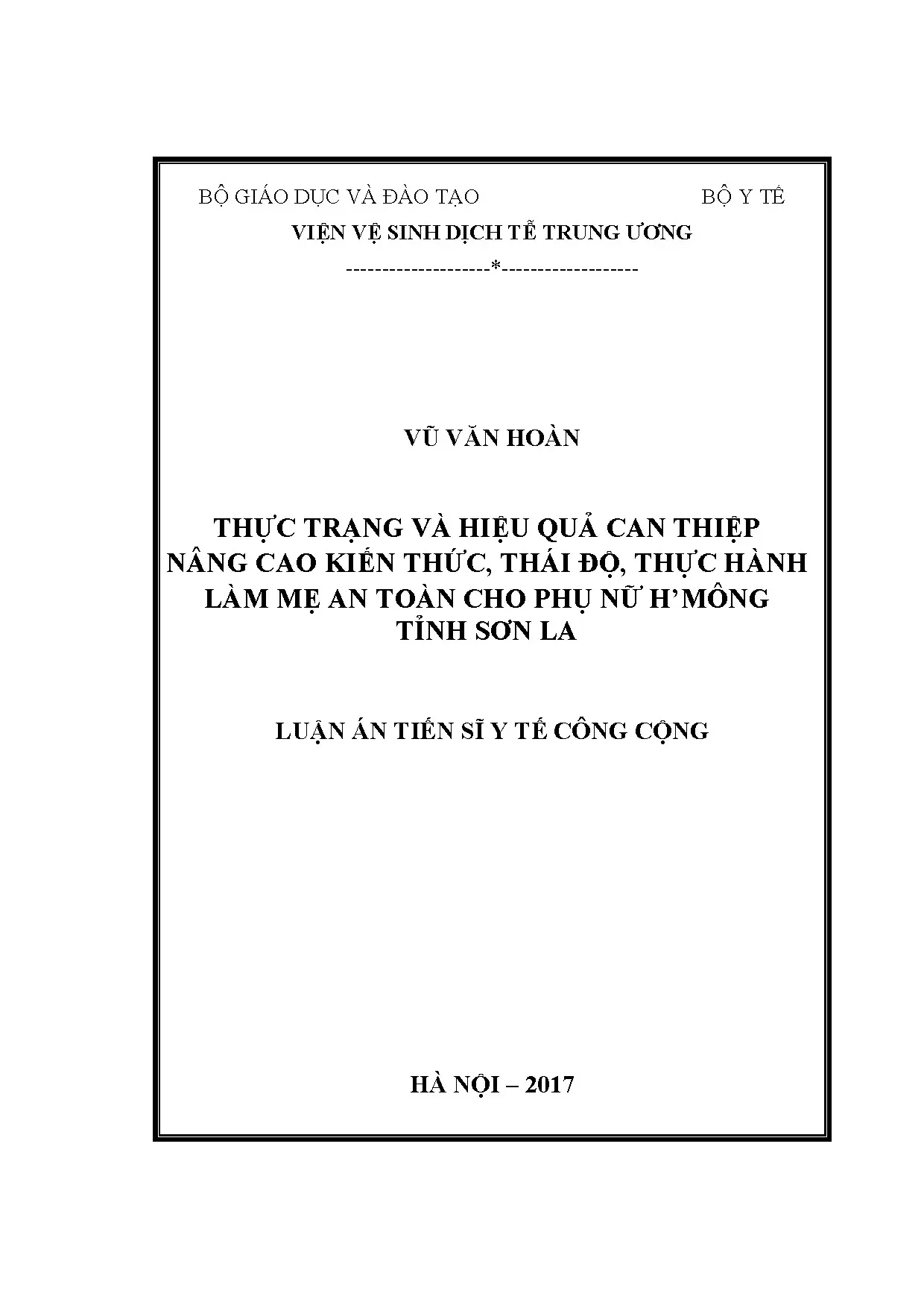 Nghiên cứu làm mẹ an toàn cho phụ nữ H'mông tỉnh Sơn La