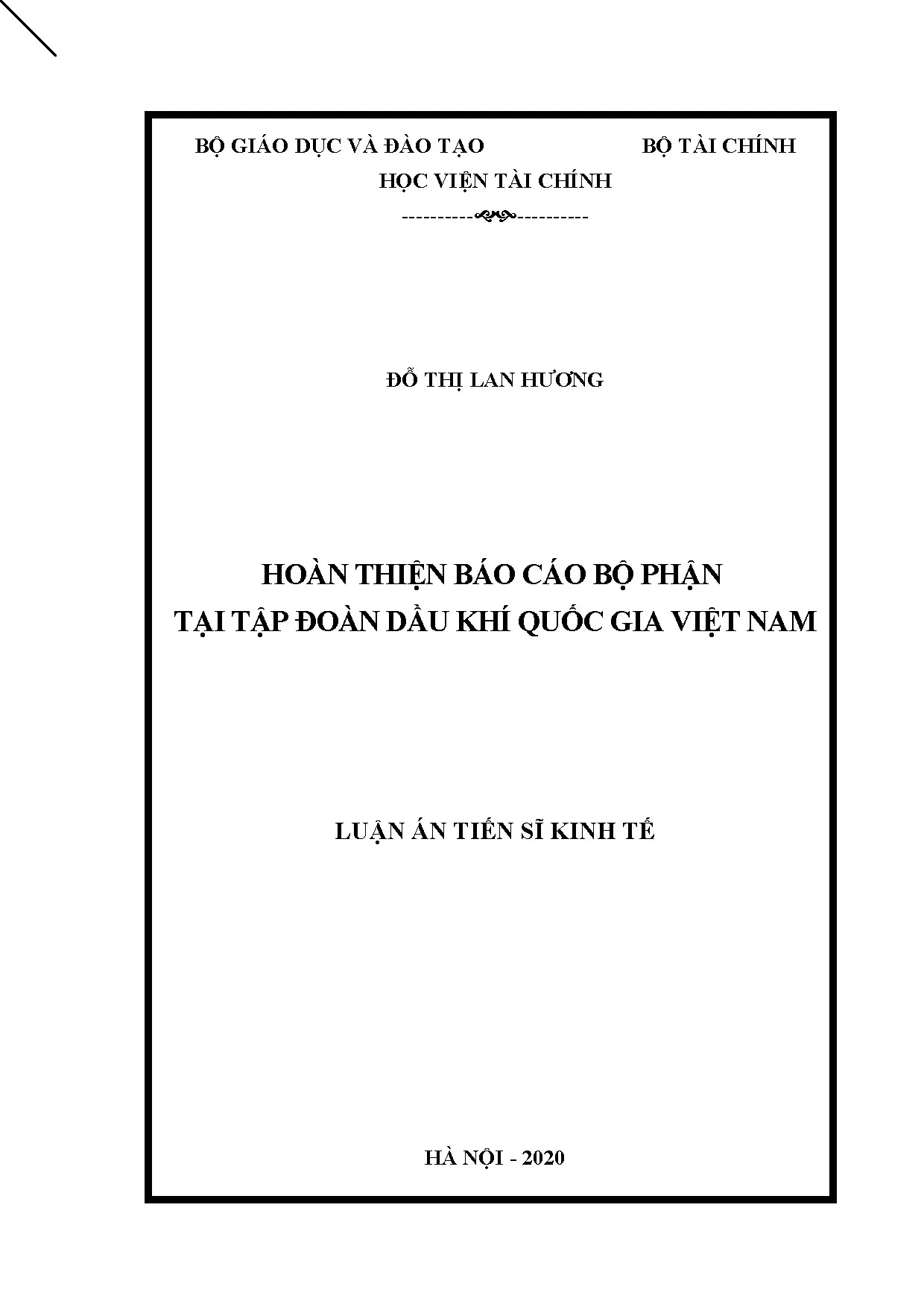 Luận án tiến sĩ hoàn thiện báo cáo bộ phận tại PVN