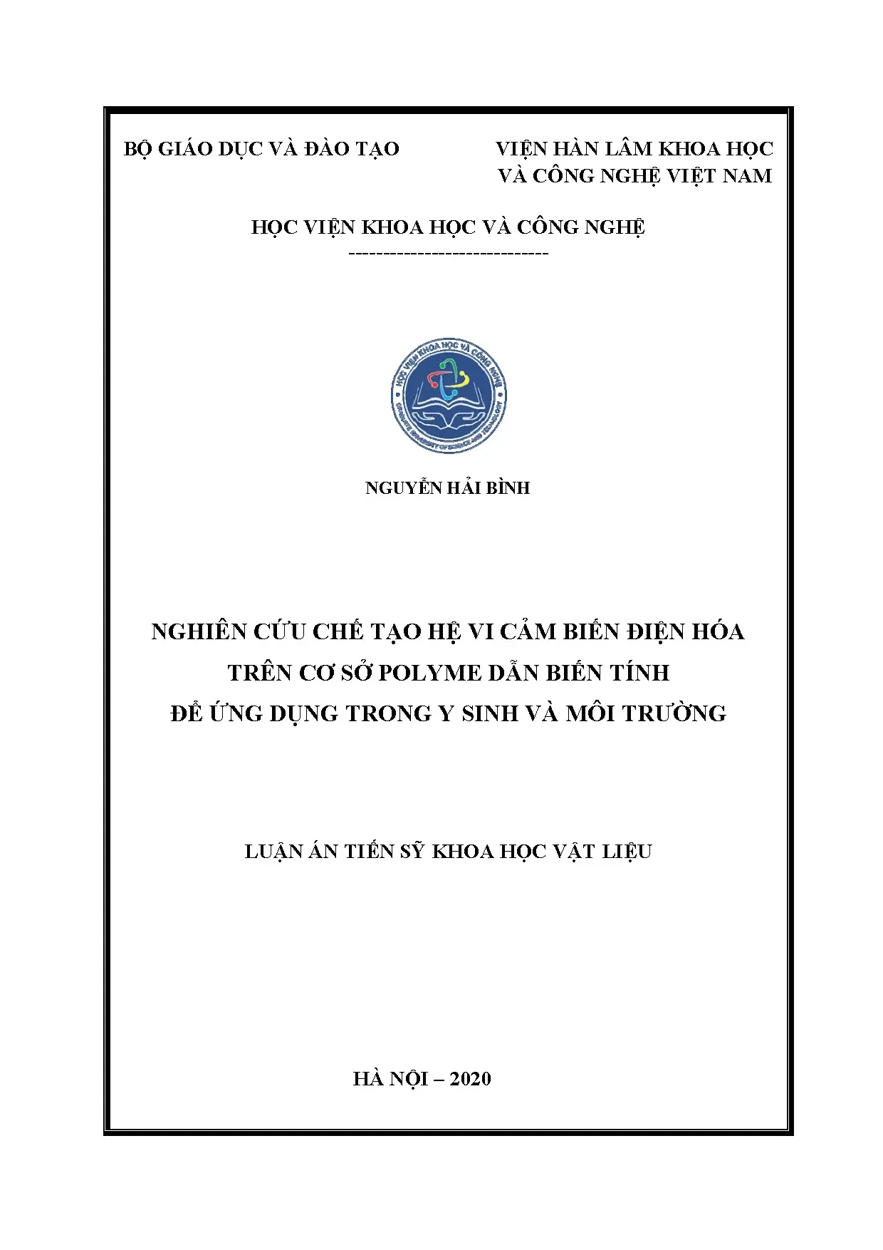 Luận án tiến sĩ chế tạo vi cảm biến điện hóa từ polyme dẫn