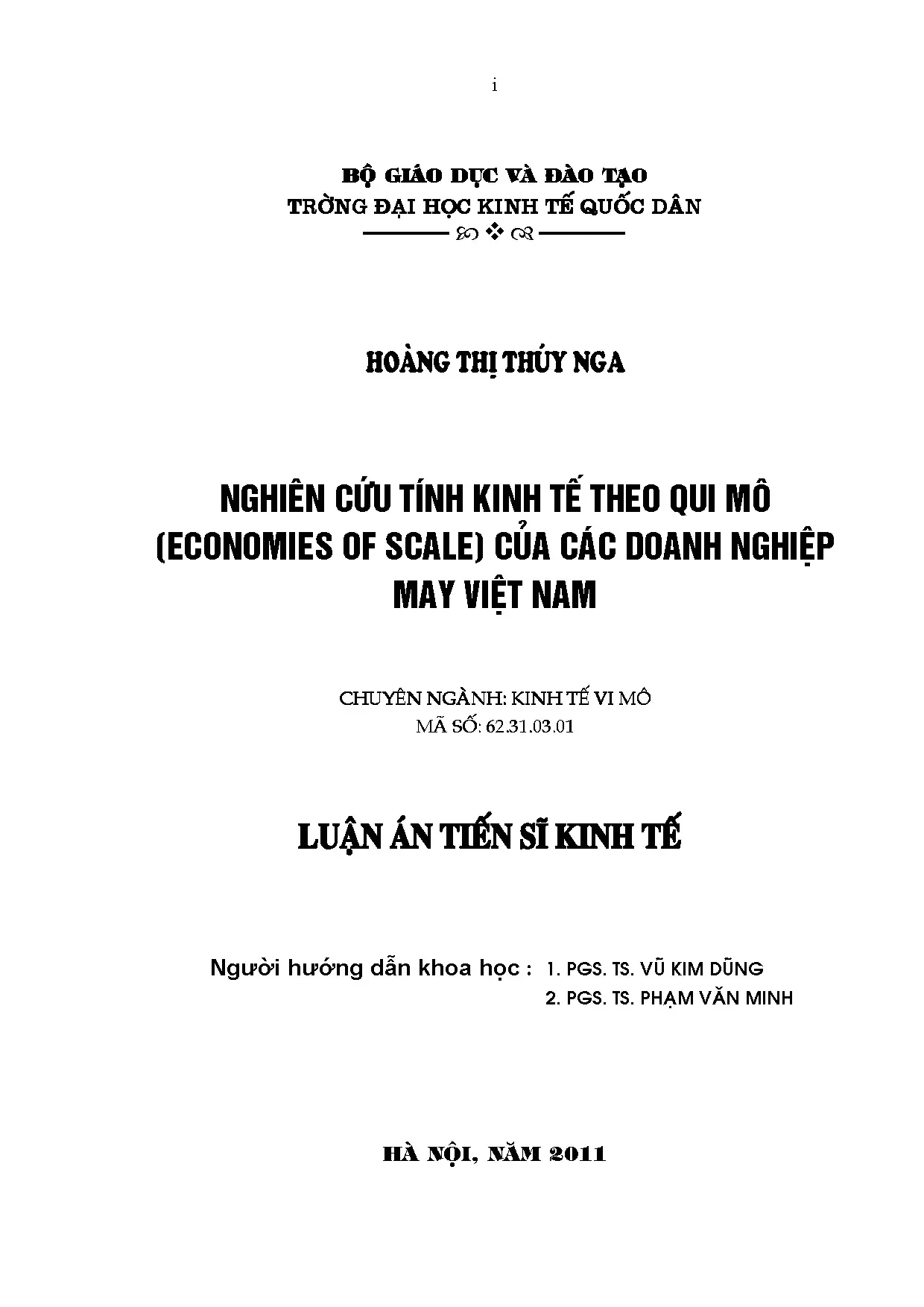 Nghiên cứu tính kinh tế theo qui mô của doanh nghiệp may Việt Nam