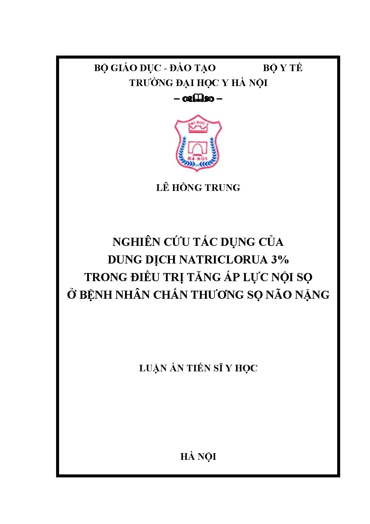 Nghiên cứu tác dụng dung dịch NaCl 3% điều trị tăng áp lực nội sọ
