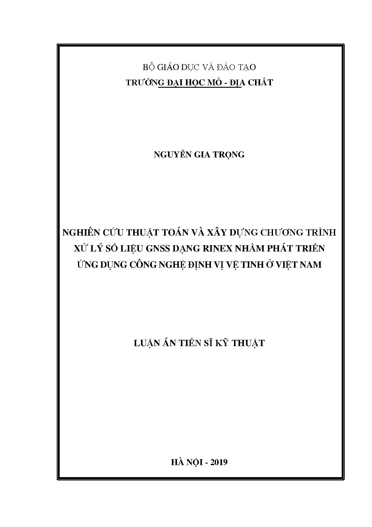 Luận án tiến sĩ xây dựng chương trình xử lý số liệu GNSS RINEX