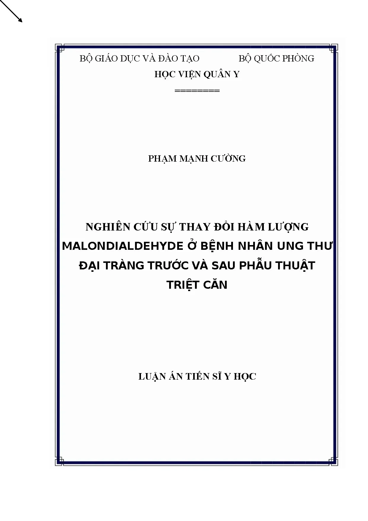 Malondialdehyde ở bệnh nhân ung thư đại tràng trước và sau phẫu thuật