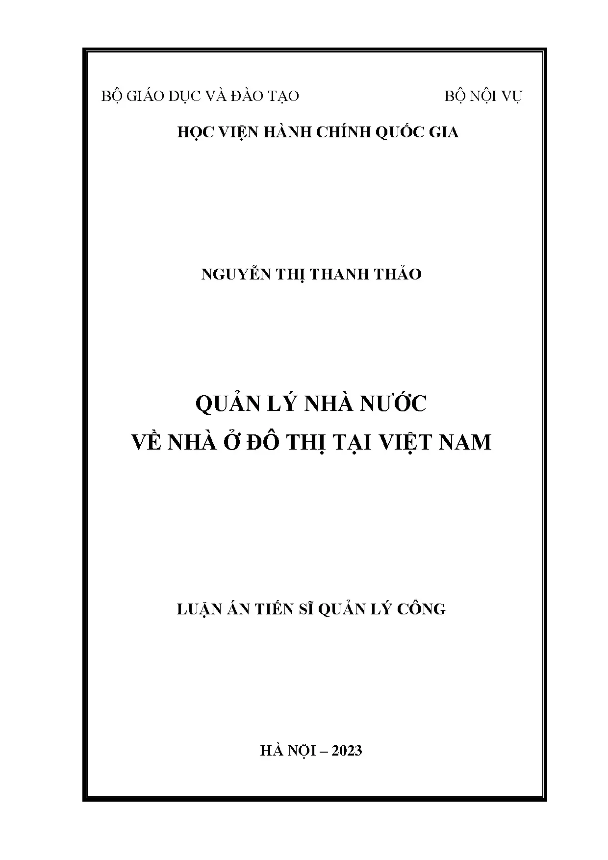 Quản lý nhà nước về nhà ở đô thị tại Việt Nam - Luận án tiến sĩ
