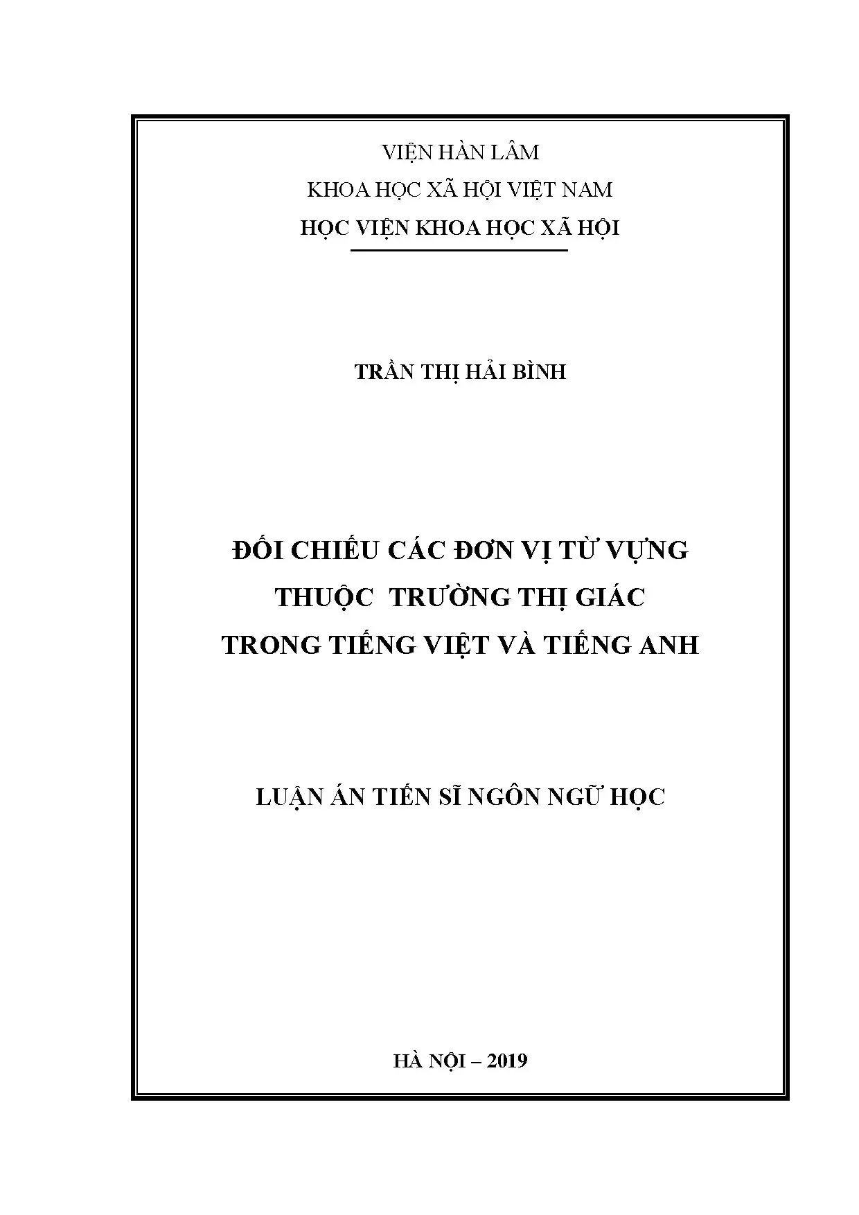 Đối chiếu đơn vị từ vựng trường thị giác tiếng Việt - tiếng Anh