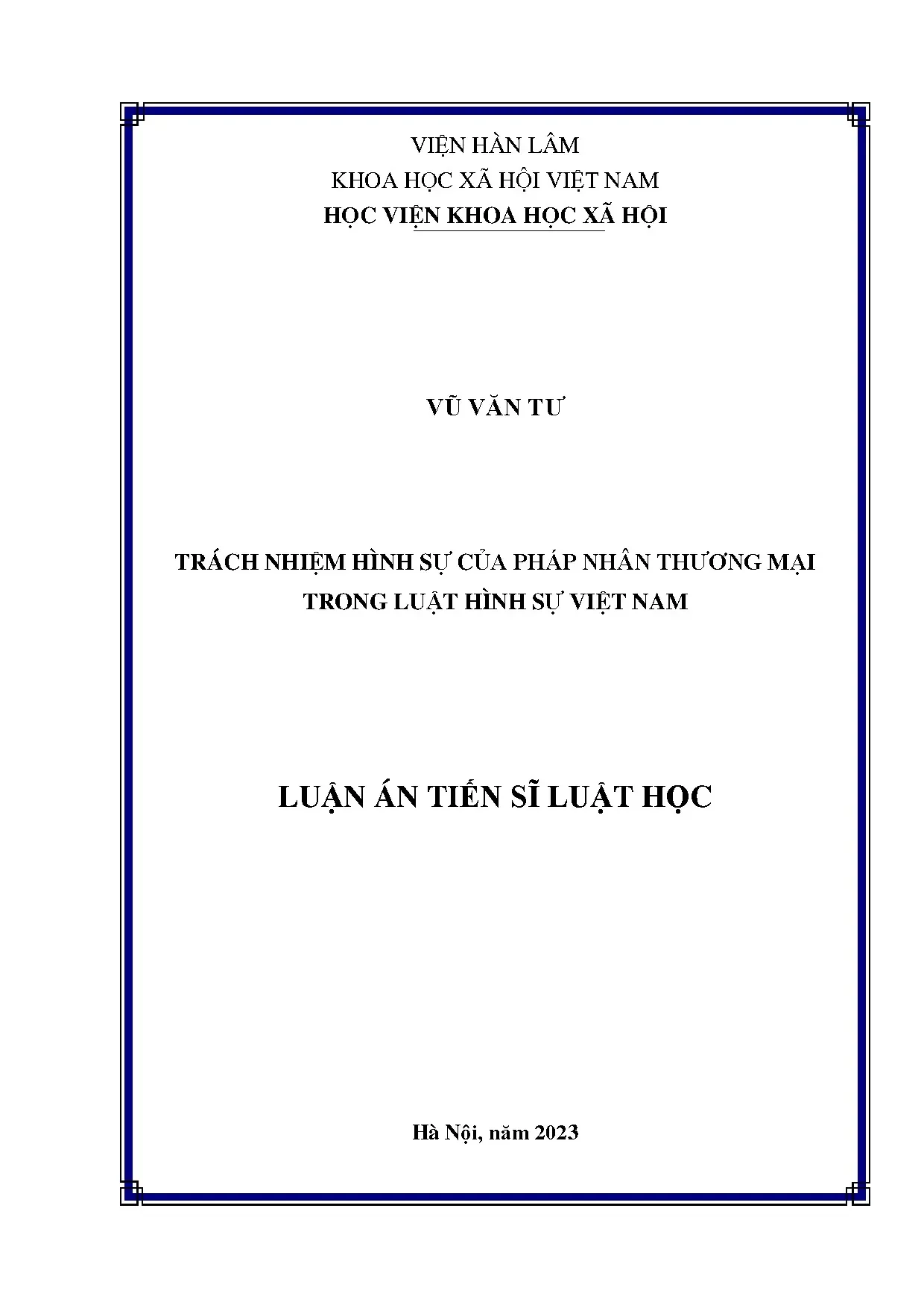 Trách nhiệm hình sự của pháp nhân thương mại trong luật Việt Nam