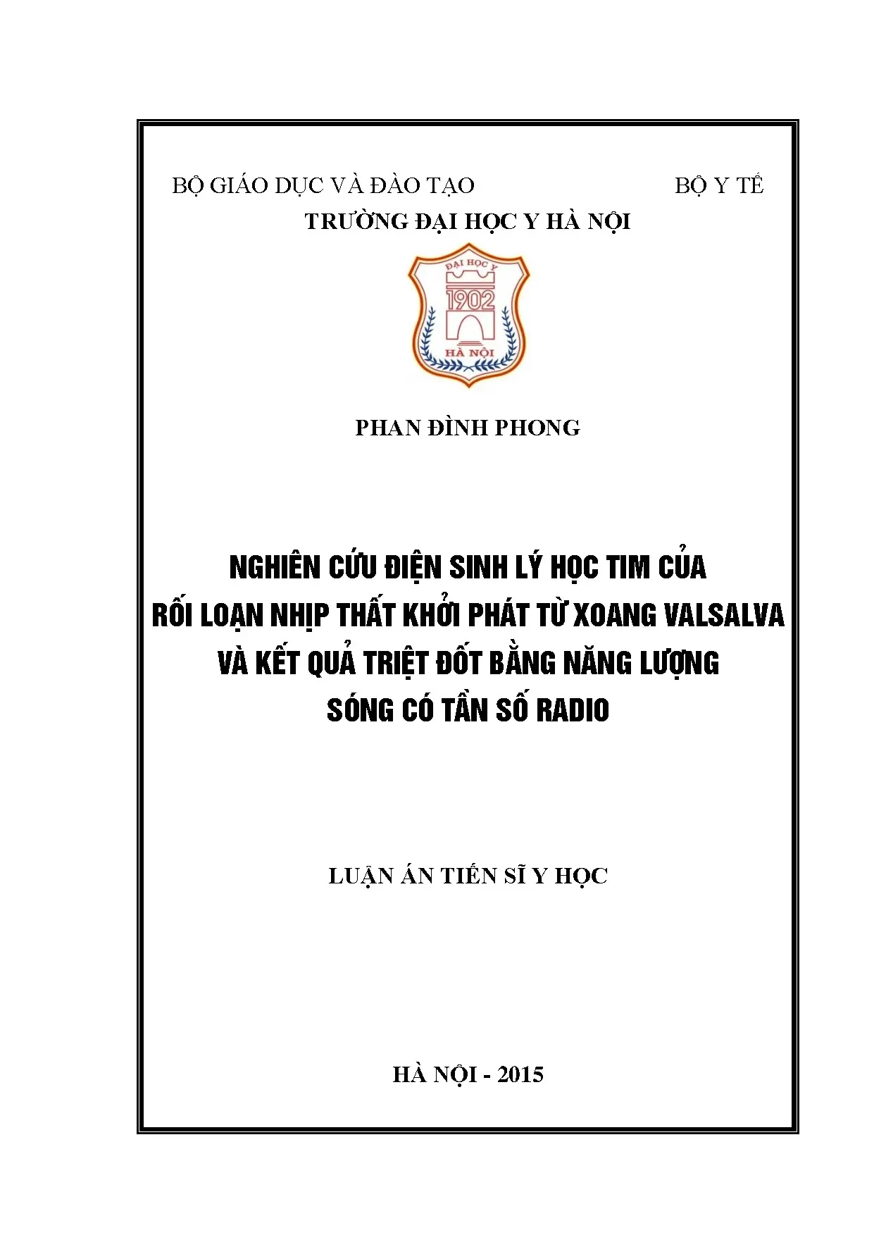Điện sinh lý tim, rối loạn nhịp thất xoang Valsalva & RF