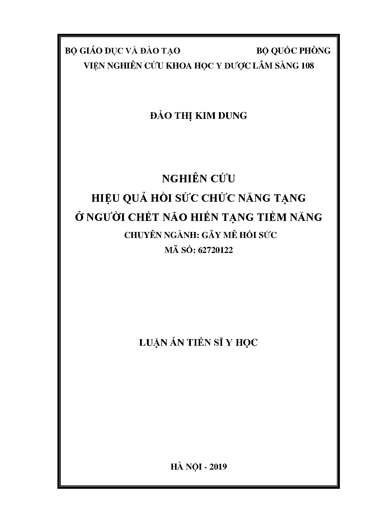 Hiệu quả hồi sức tạng người chết não hiến tạng tiềm năng