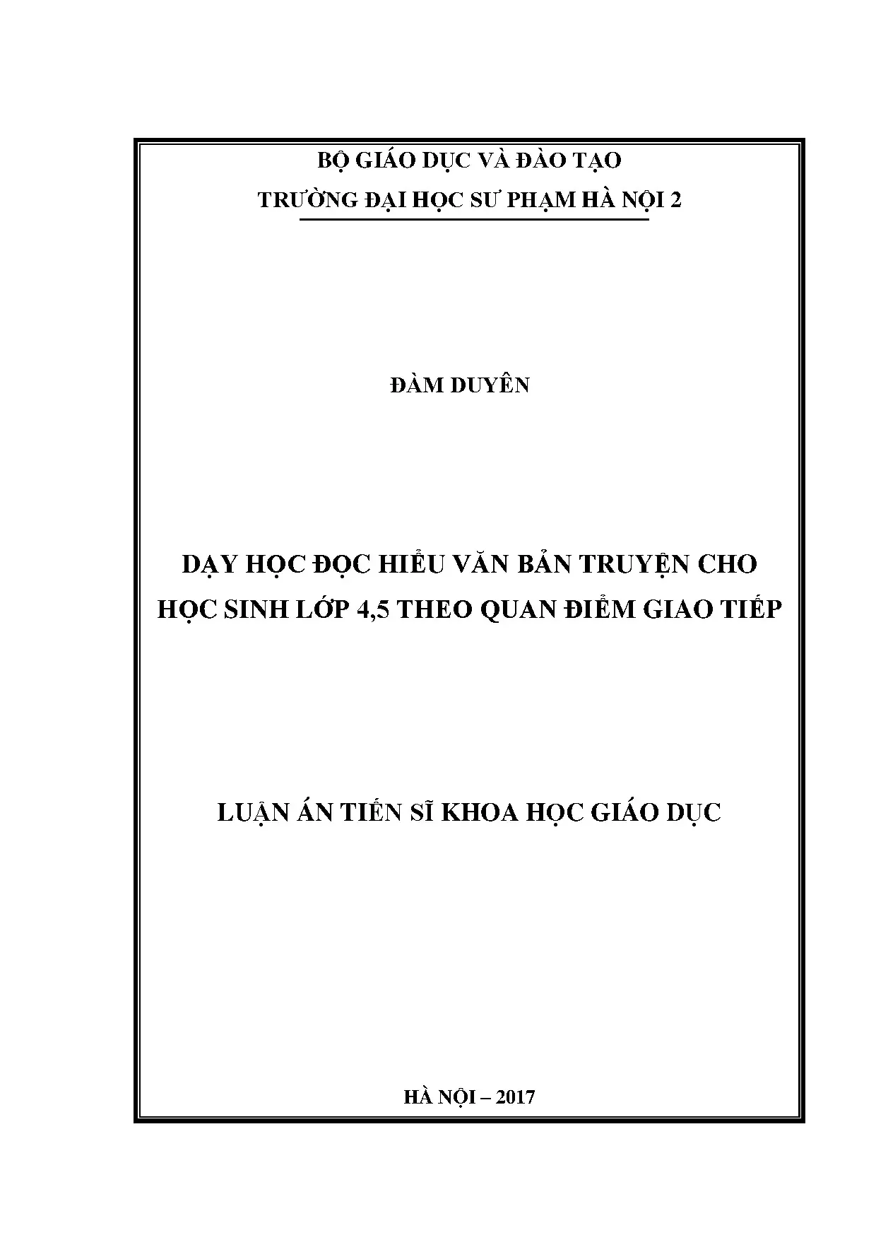 Dạy học đọc hiểu văn bản truyện cho học sinh lớp 4,5 theo quan điểm giao tiếp