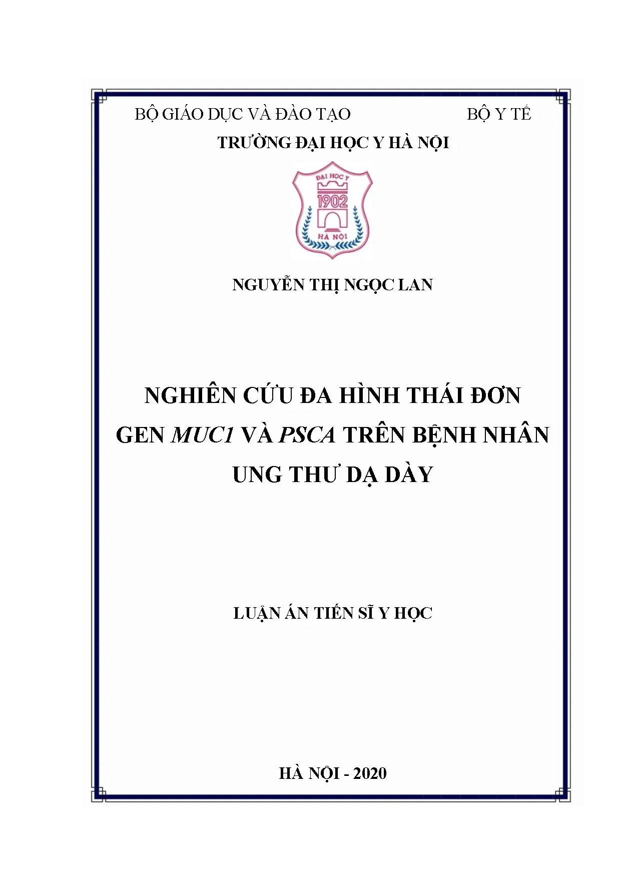 Đa hình thái đơn gen MUC1 và PSCA trong ung thư dạ dày