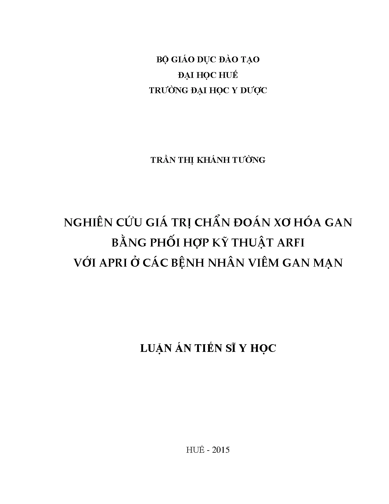 Chẩn đoán xơ hóa gan bằng ARFI kết hợp APRI ở bệnh nhân viêm gan mạn