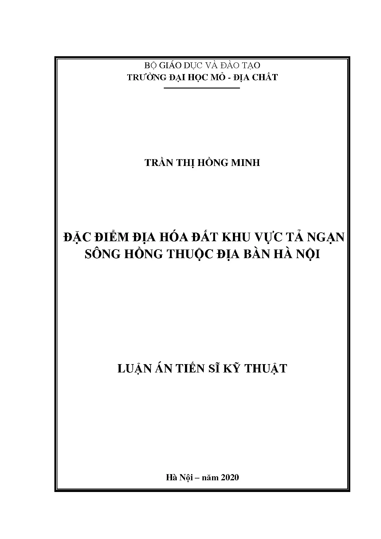 Đặc điểm địa hóa đất tả ngạn sông Hồng thuộc Hà Nội