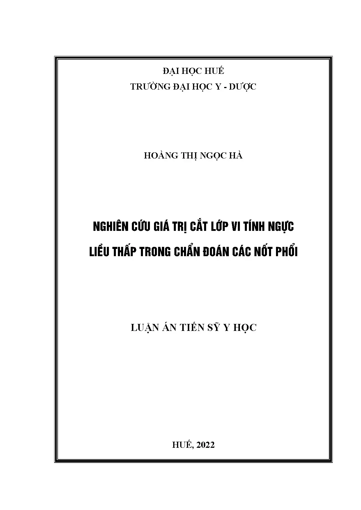 Nghiên cứu giá trị CLVT ngực liều thấp chẩn đoán nốt phổi