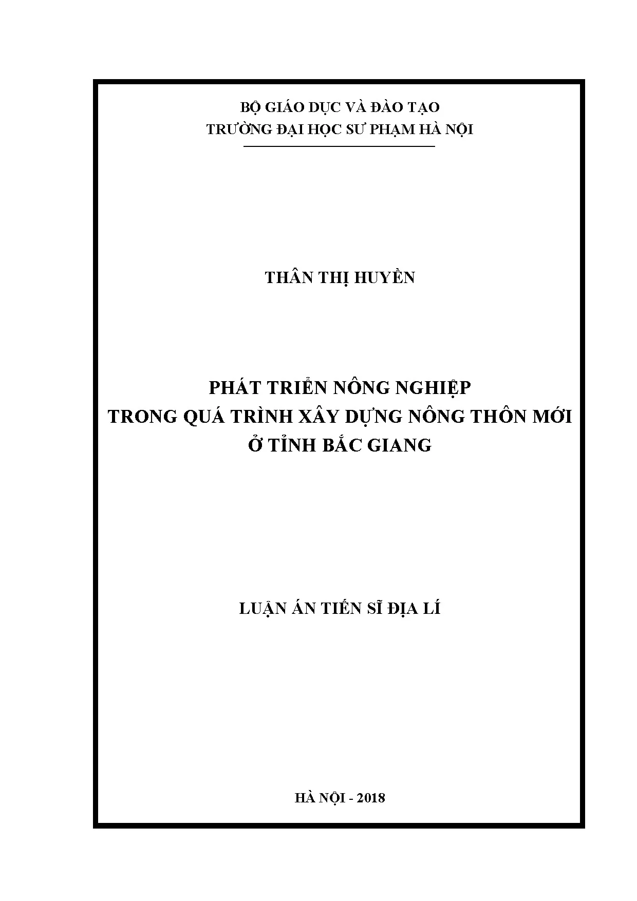 Phát triển nông nghiệp trong xây dựng nông thôn mới tỉnh Bắc Giang