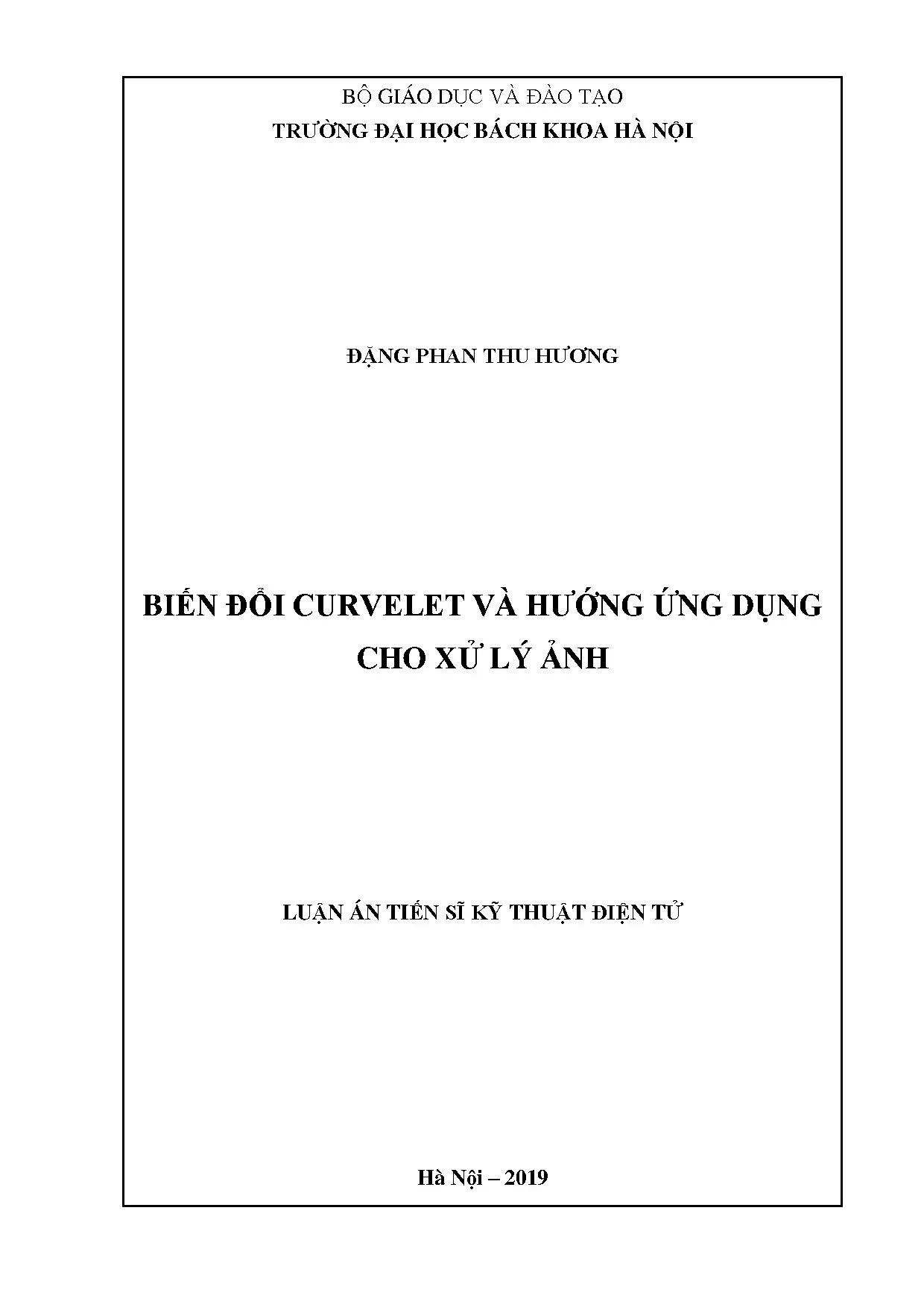 Luận án tiến sĩ: Biến đổi Curvelet và ứng dụng xử lý ảnh