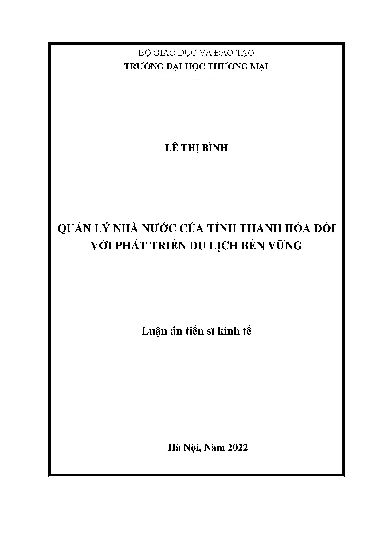 Quản lý nhà nước tỉnh Thanh Hóa phát triển du lịch bền vững