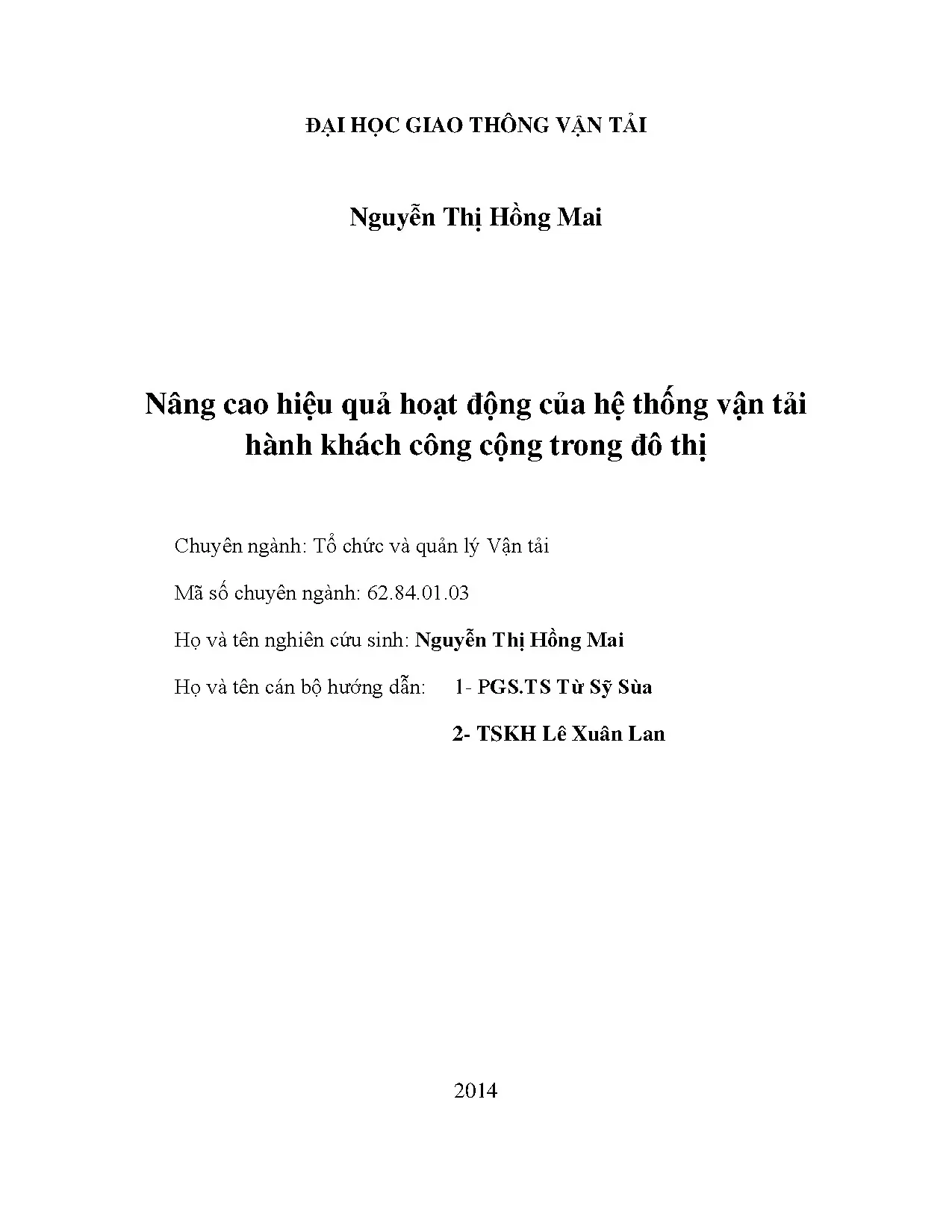 Nâng cao hiệu quả vận tải hành khách công cộng đô thị