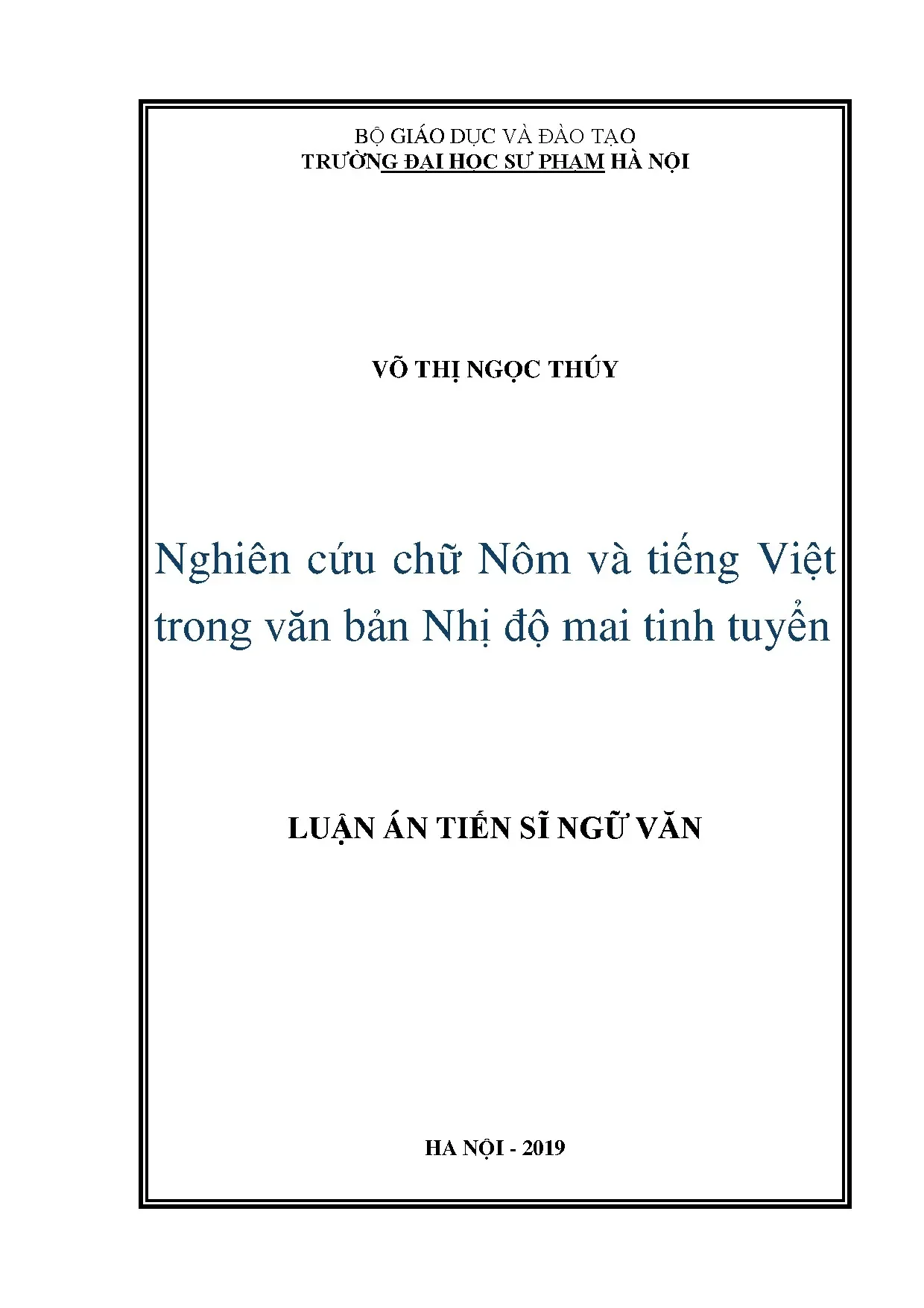 Nghiên cứu chữ Nôm và tiếng Việt trong Nhị độ mai tinh tuyển