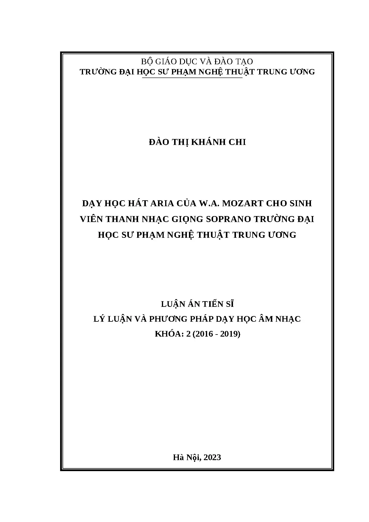 Dạy học hát aria Mozart cho sinh viên thanh nhạc giọng soprano