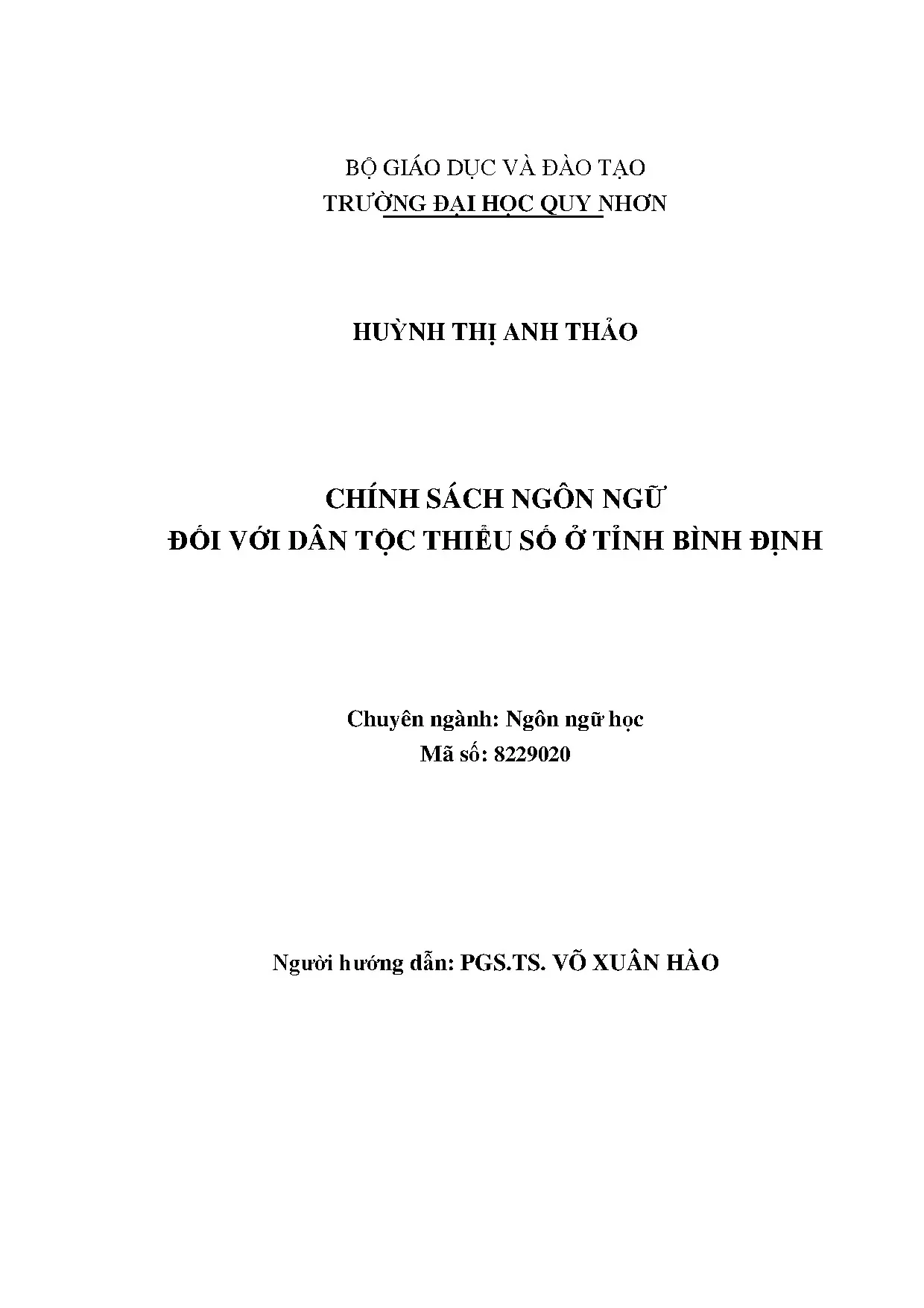 Chính sách ngôn ngữ dân tộc thiểu số Bình Định
