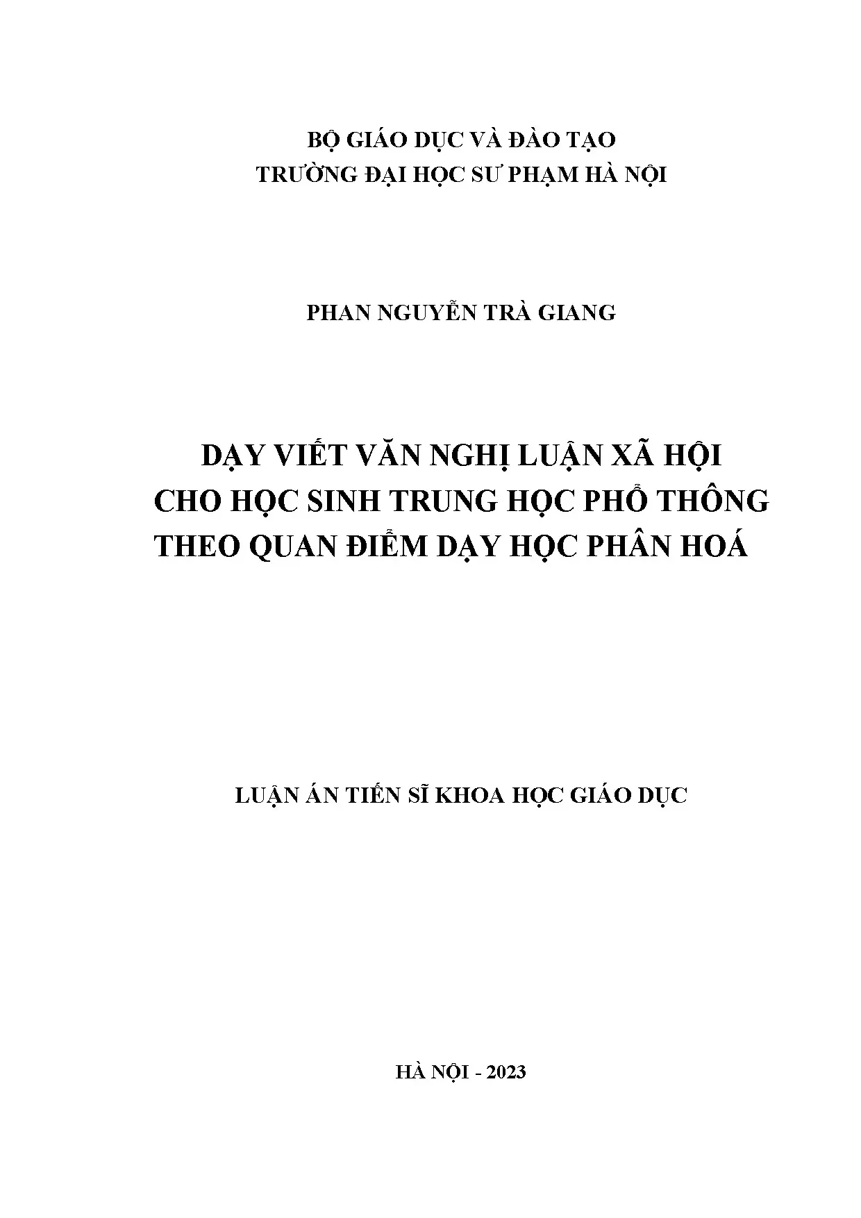Dạy viết văn nghị luận xã hội cho học sinh THPT theo phương pháp phân hóa