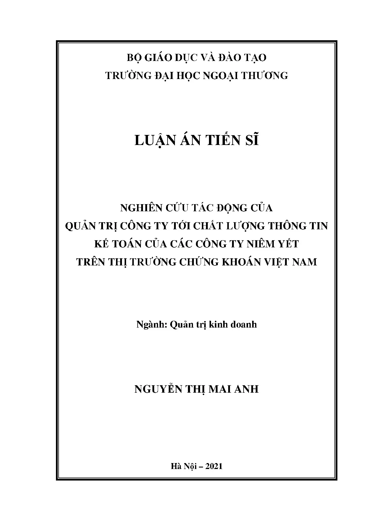 Quản trị công ty & Chất lượng thông tin kế toán Việt Nam