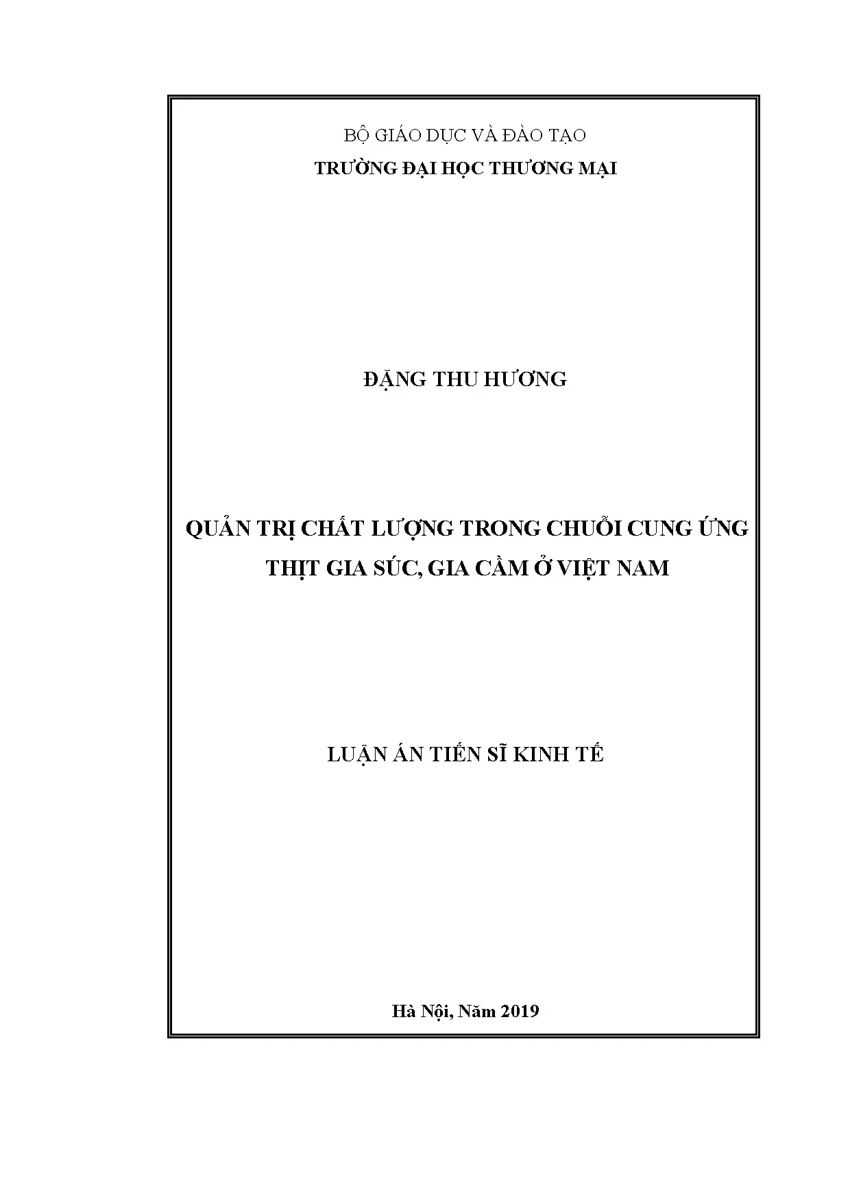 Quản trị chất lượng chuỗi cung ứng thịt gia súc gia cầm Việt Nam