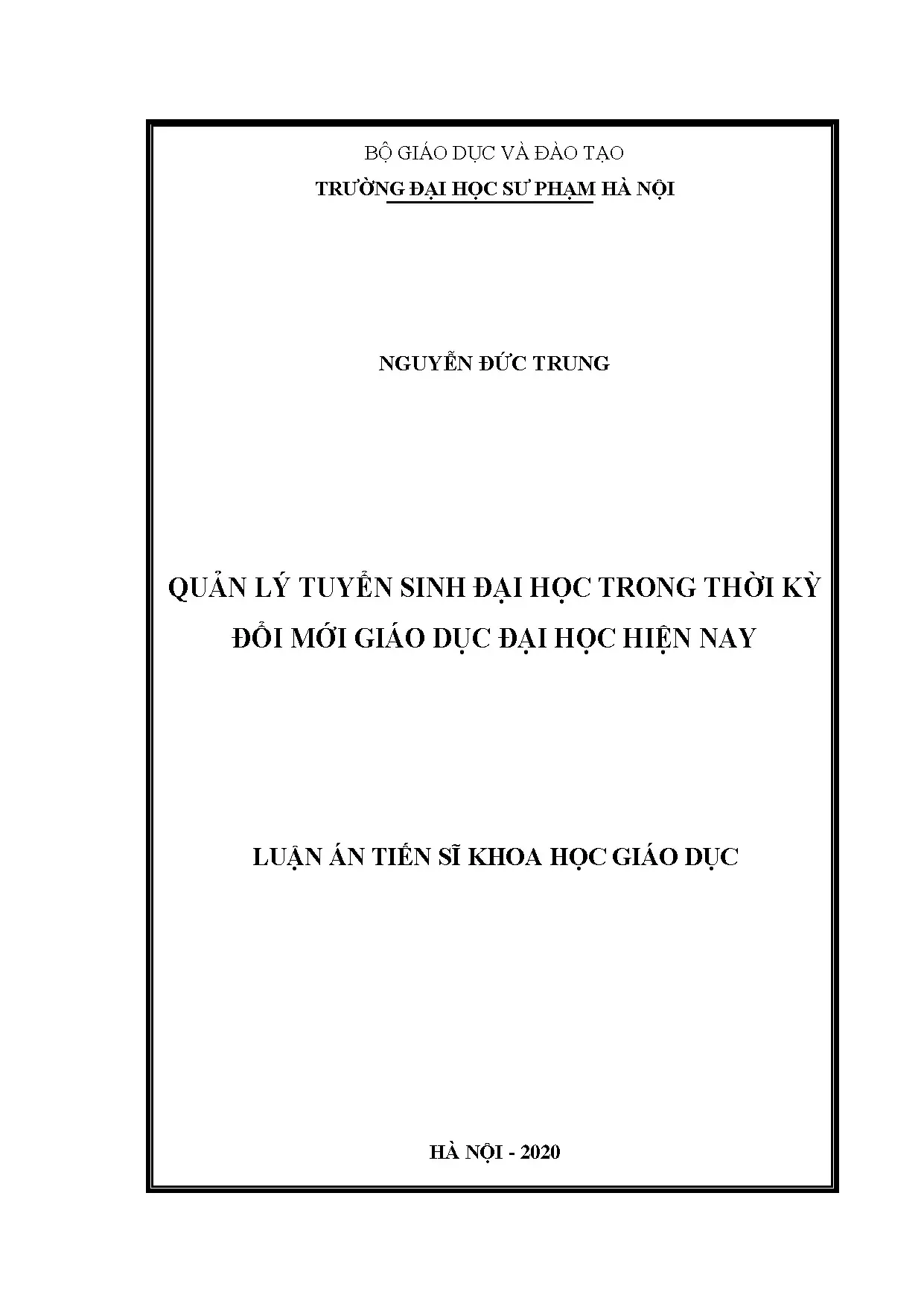 Quản lý tuyển sinh đại học trong đổi mới giáo dục hiện nay