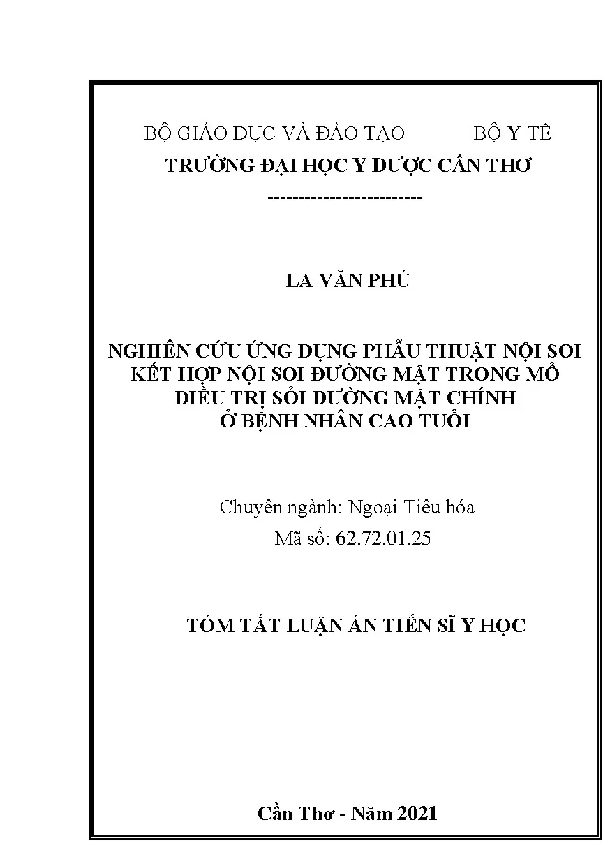 Nghiên cứu phẫu thuật nội soi sỏi đường mật chính ở người cao tuổi