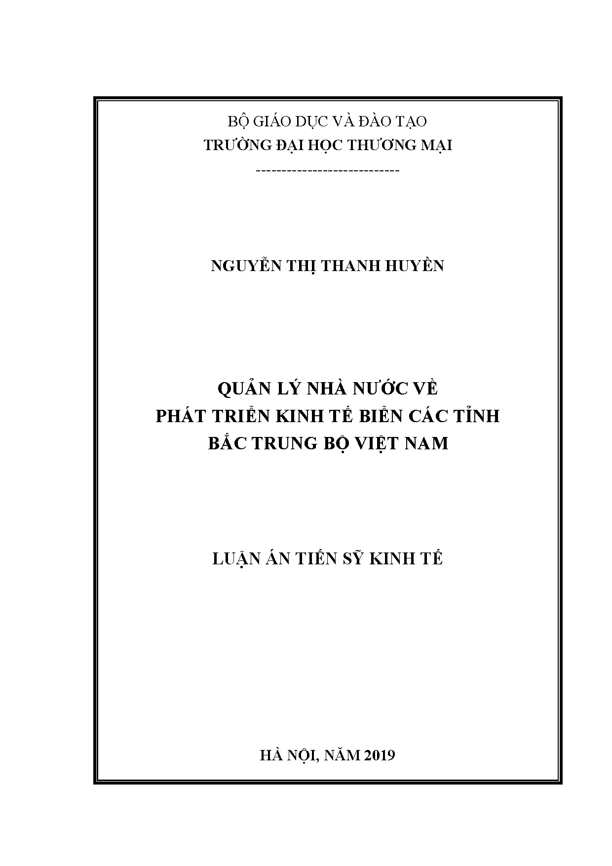 Quản lý nhà nước phát triển kinh tế biển tỉnh Bắc Trung Bộ Việt Nam