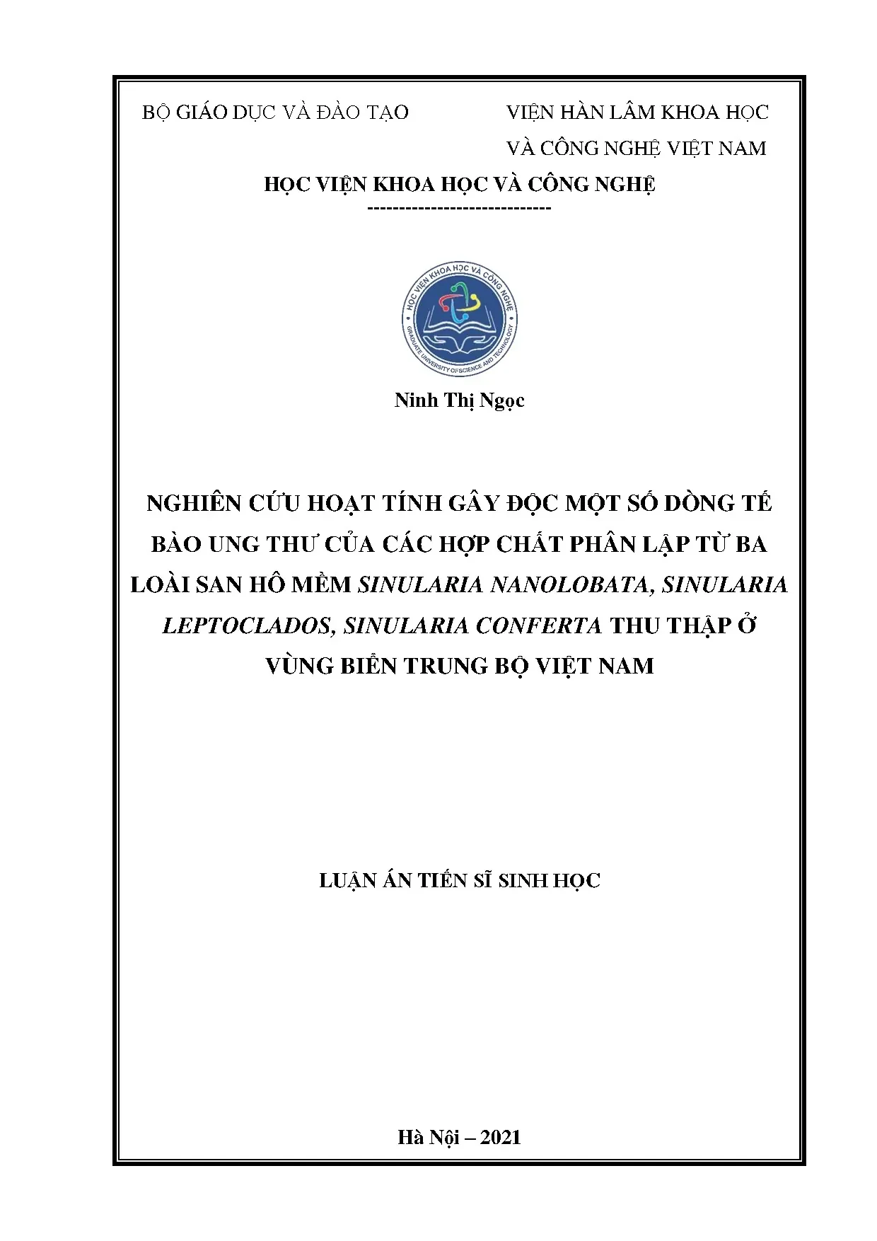 Hoạt tính gây độc ung thư của hợp chất từ san hô mềm Việt Nam
