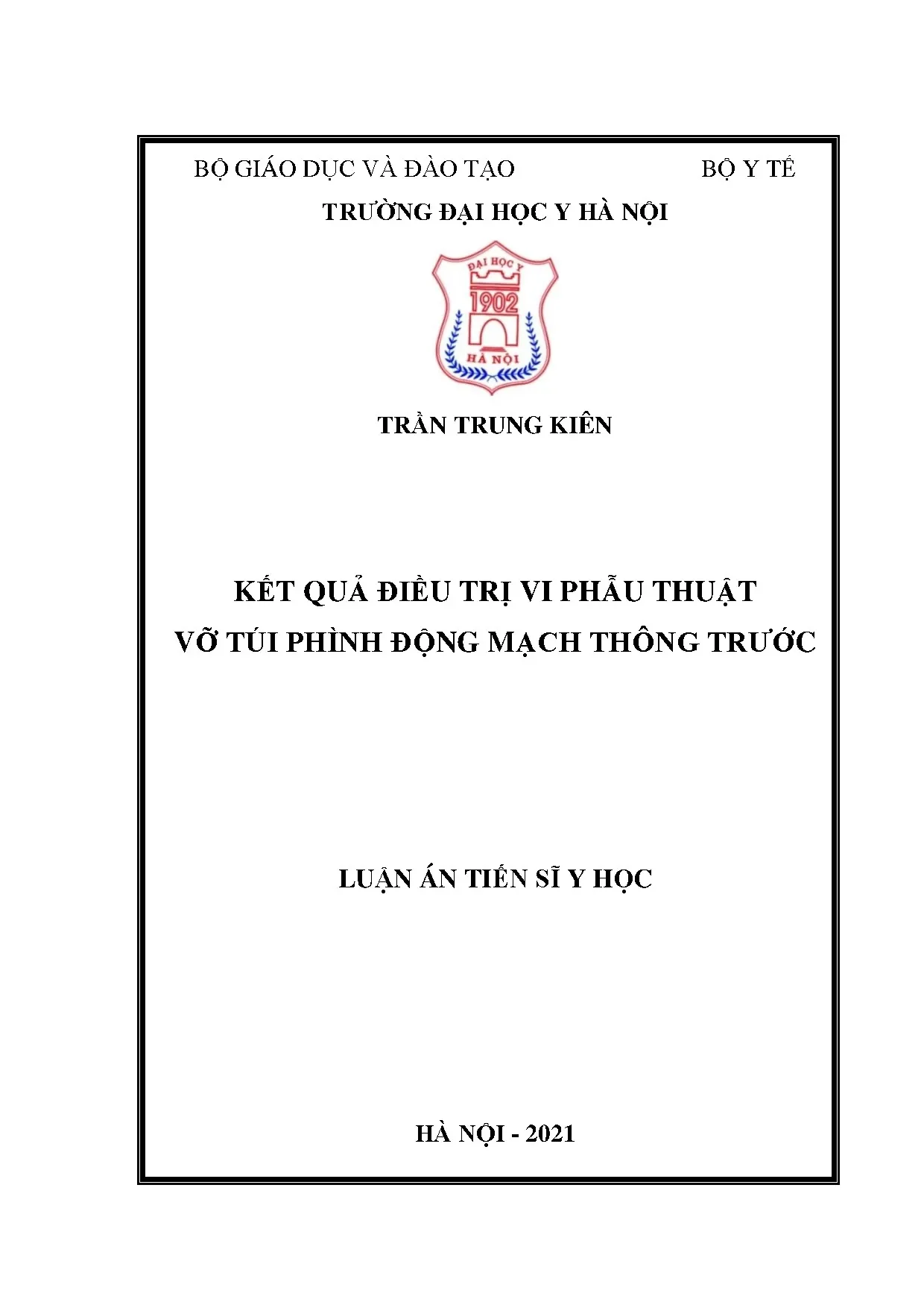 Luận án tiến sĩ kết quả điều trị vi phẫu thuật vỡ túi phình ĐM thông trước
