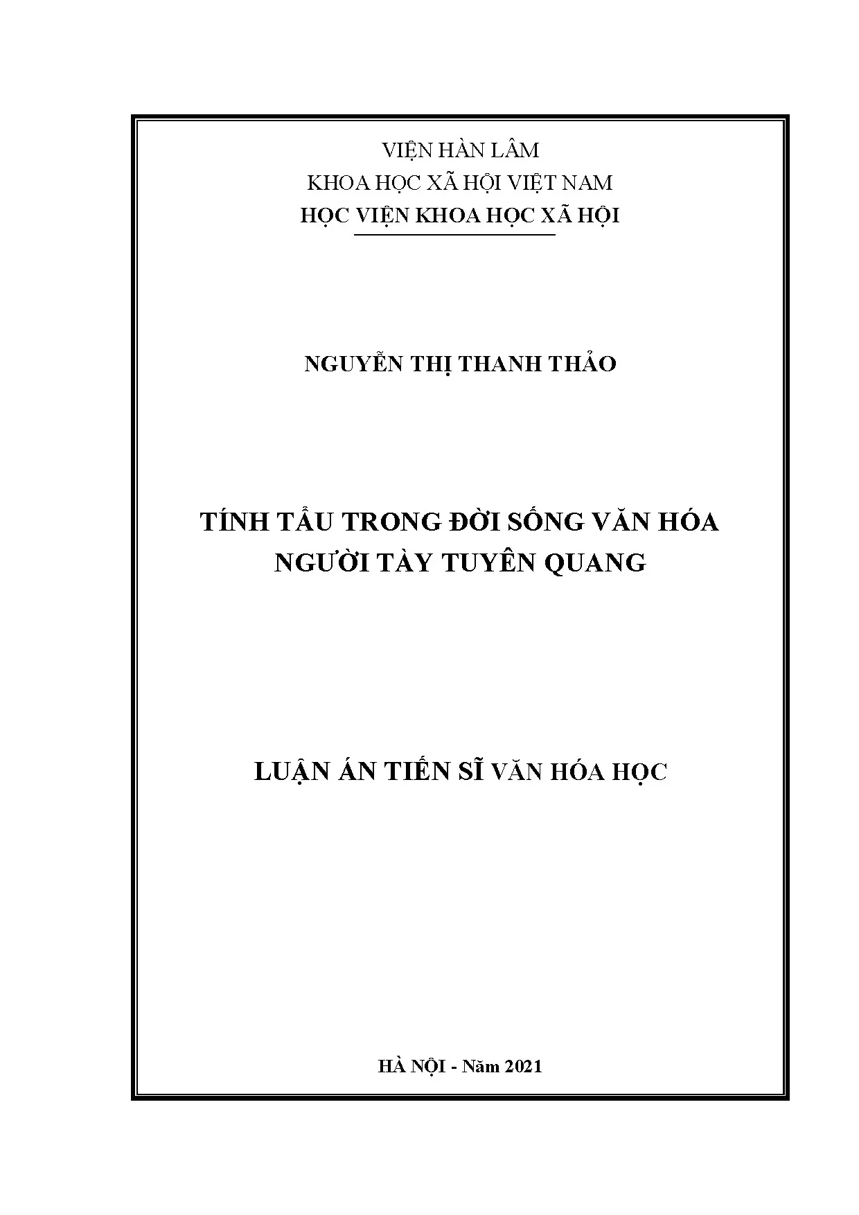 Tính tẩu trong đời sống văn hóa người Tày Tuyên Quang