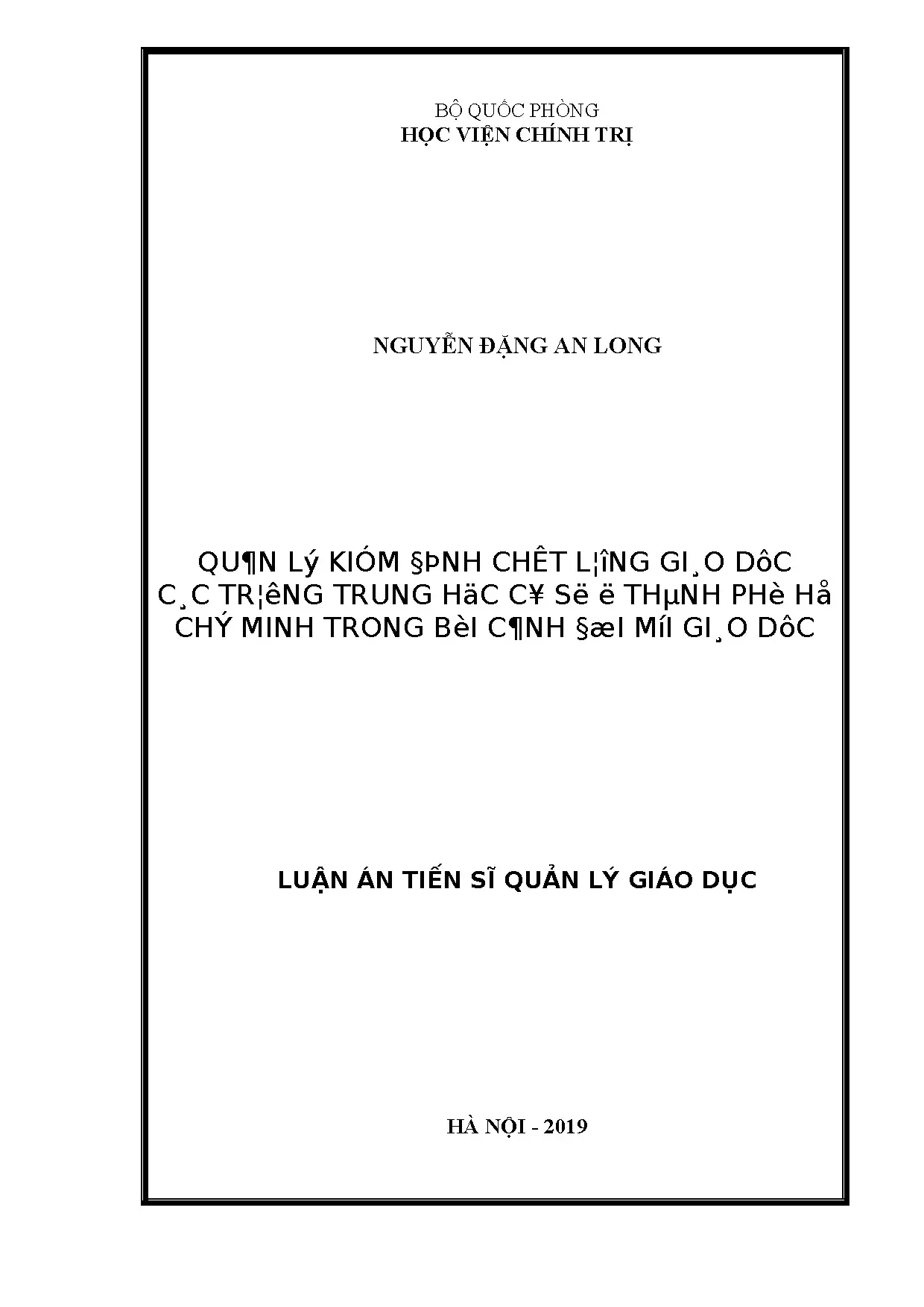 Quản lý kiểm định chất lượng giáo dục THCS tại TP.HCM