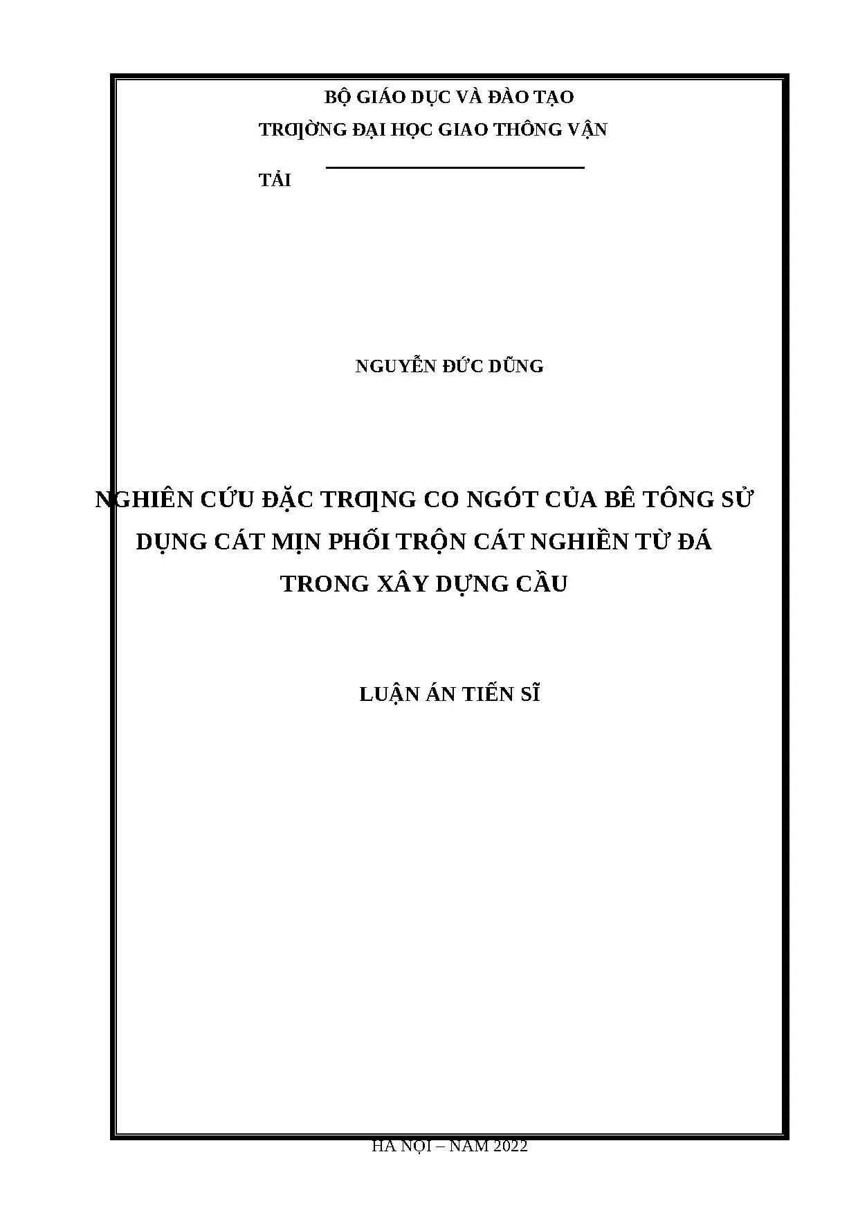 Nghiên cứu đặc trưng co ngót của bê tông sử dụng cát mịn phối trộn cát nghiền từ đá trong xây dựng cầu